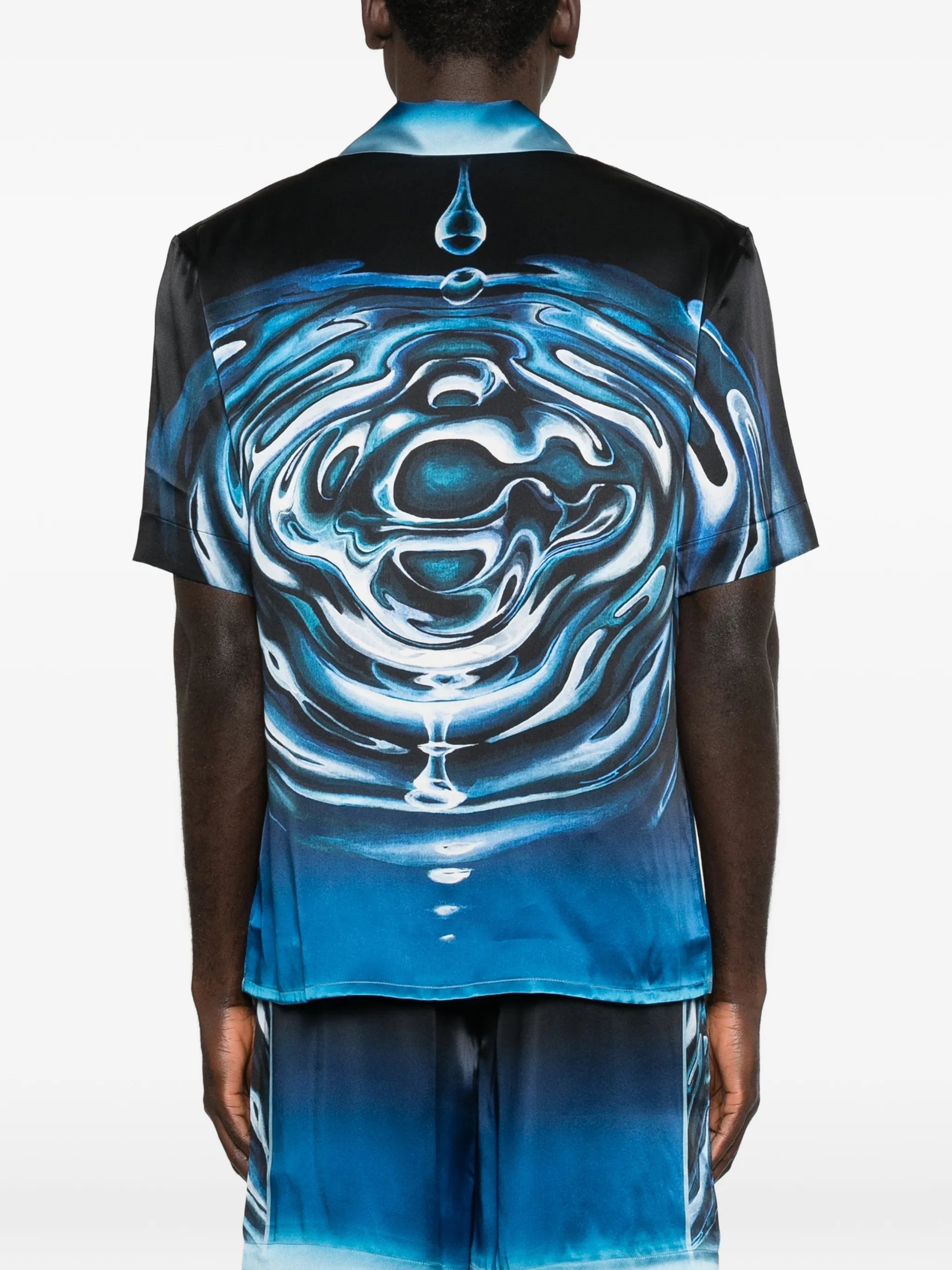 Warped Logo repeat silk shirt