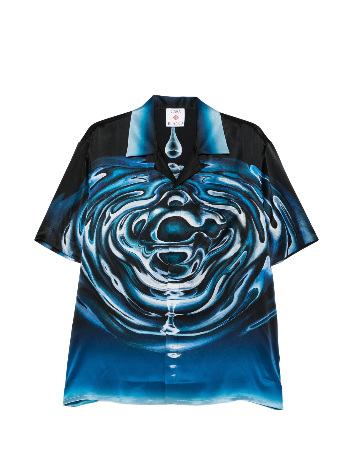Warped Logo repeat silk shirt