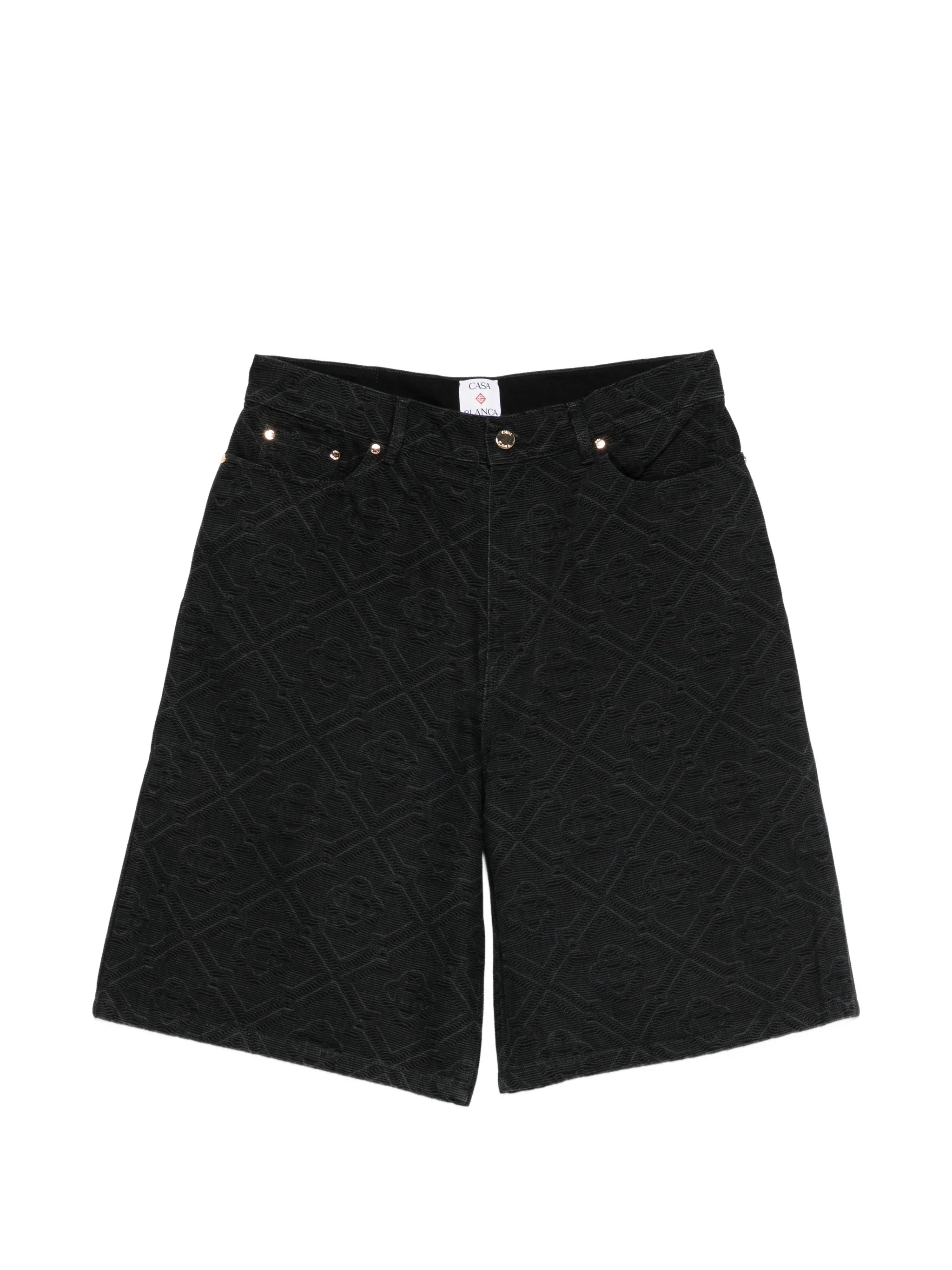 laser monogram denim shorts