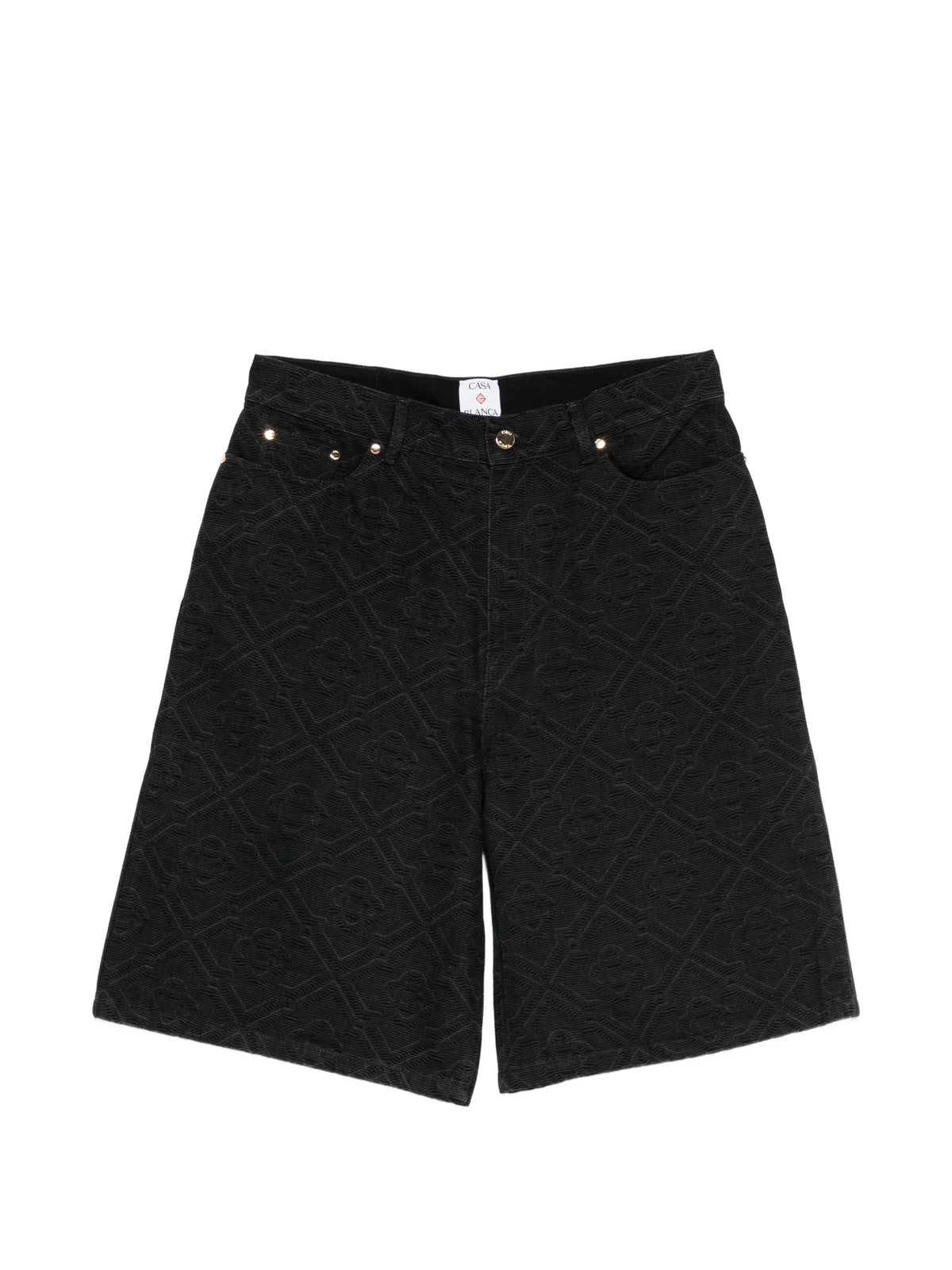 laser monogram denim shorts