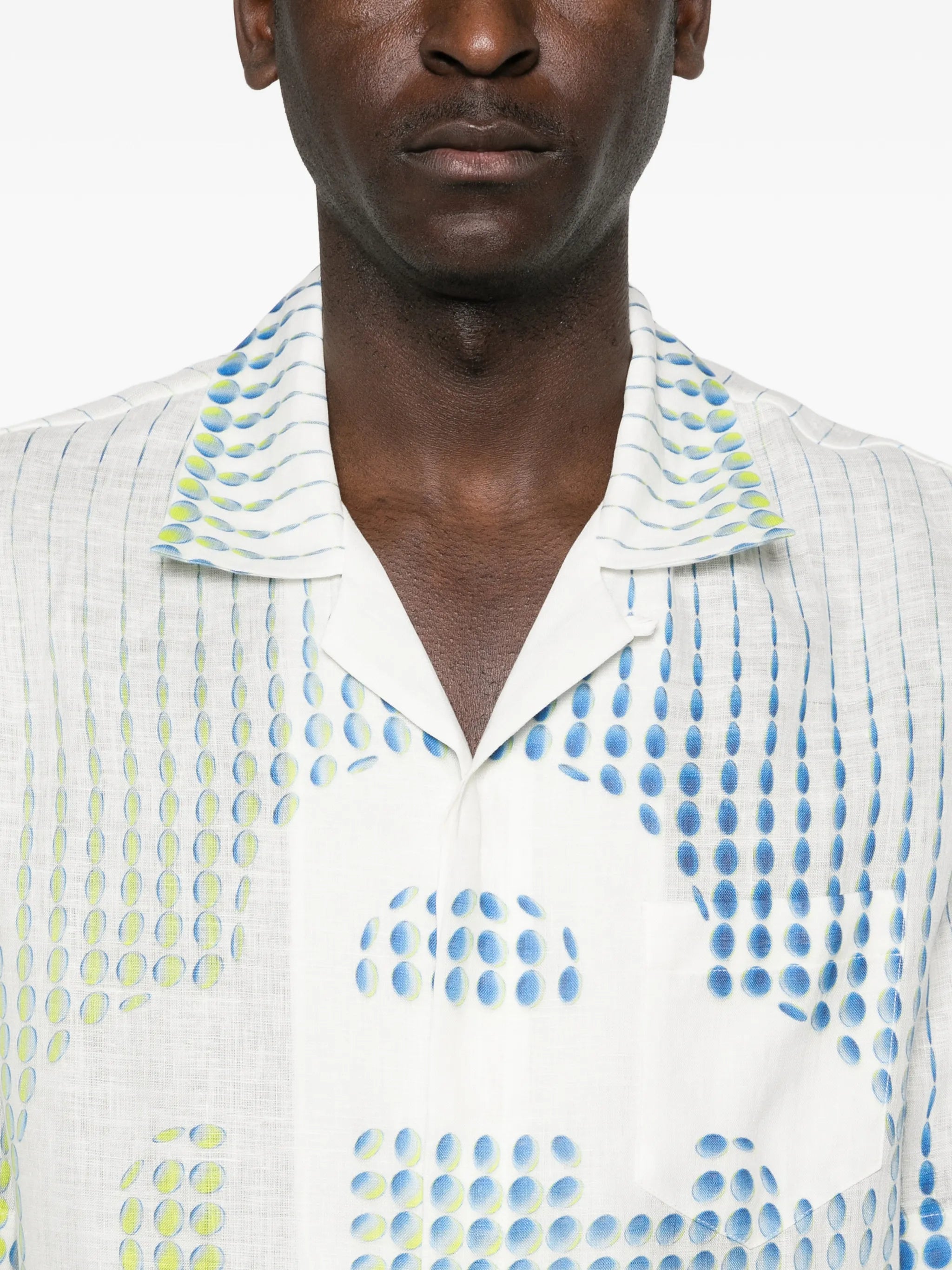 dots cuban-collar graphic shirt