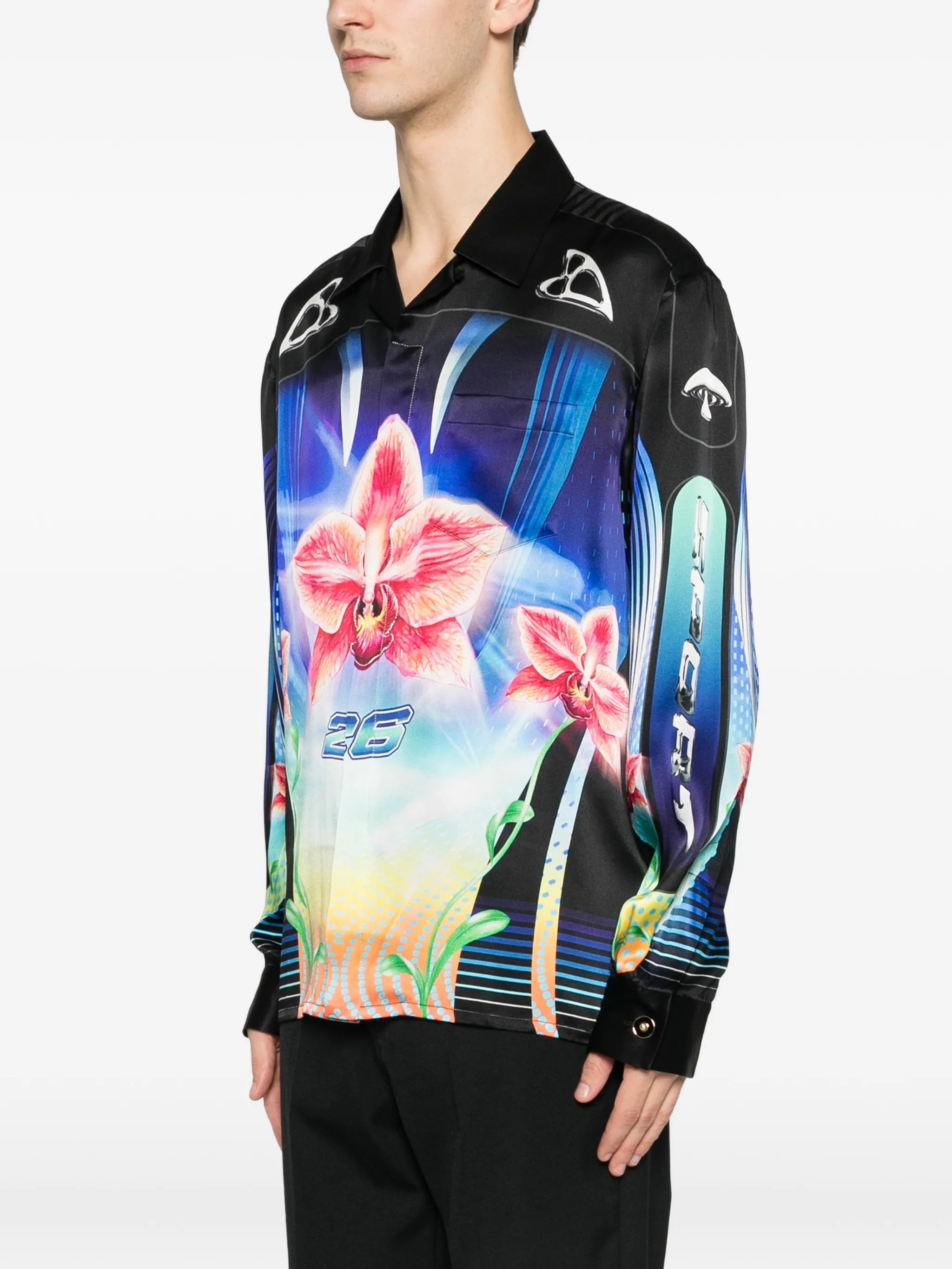 Orchid Racer long sleeve silk shirt