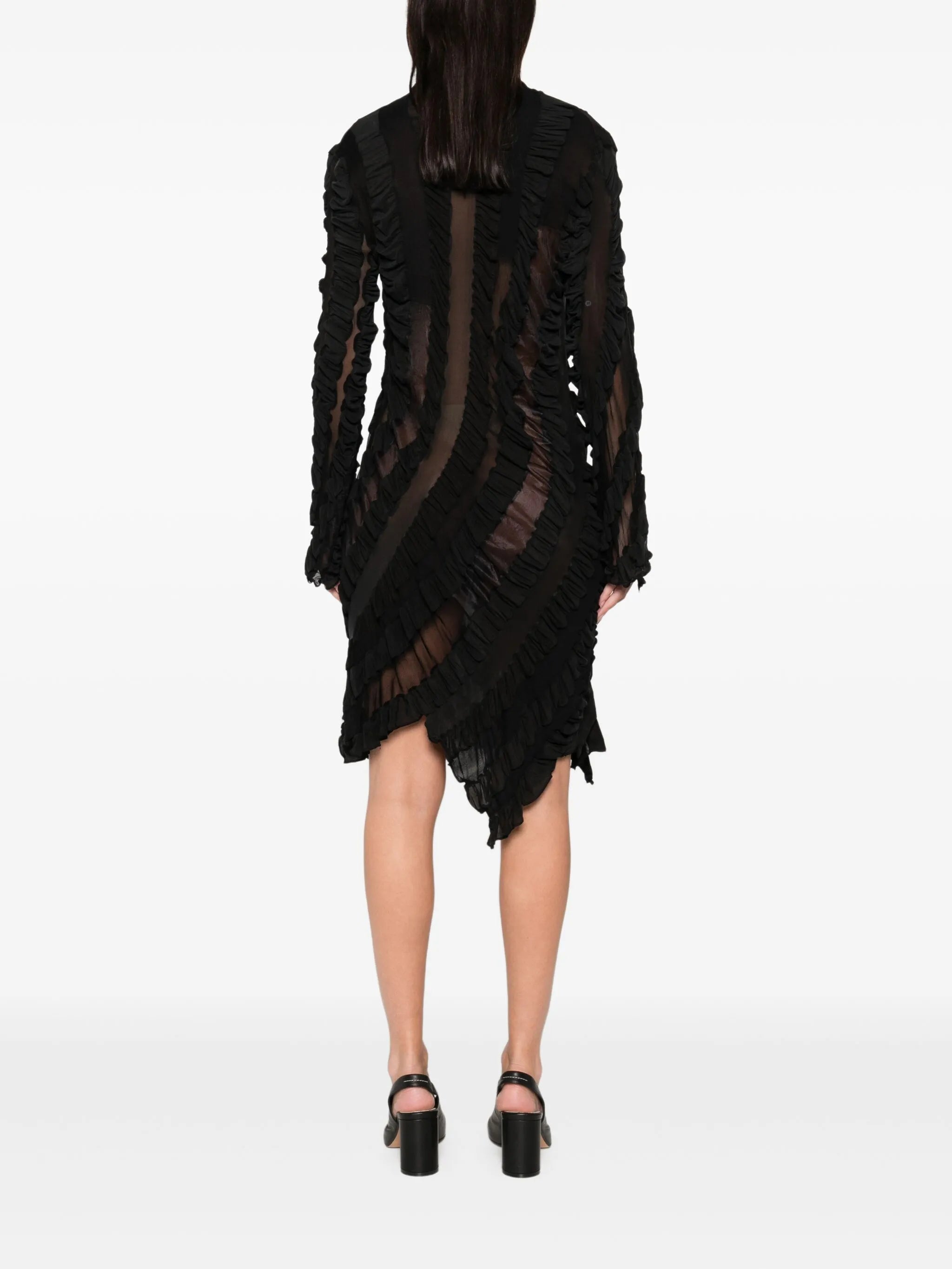 ruffled shirt midi dress