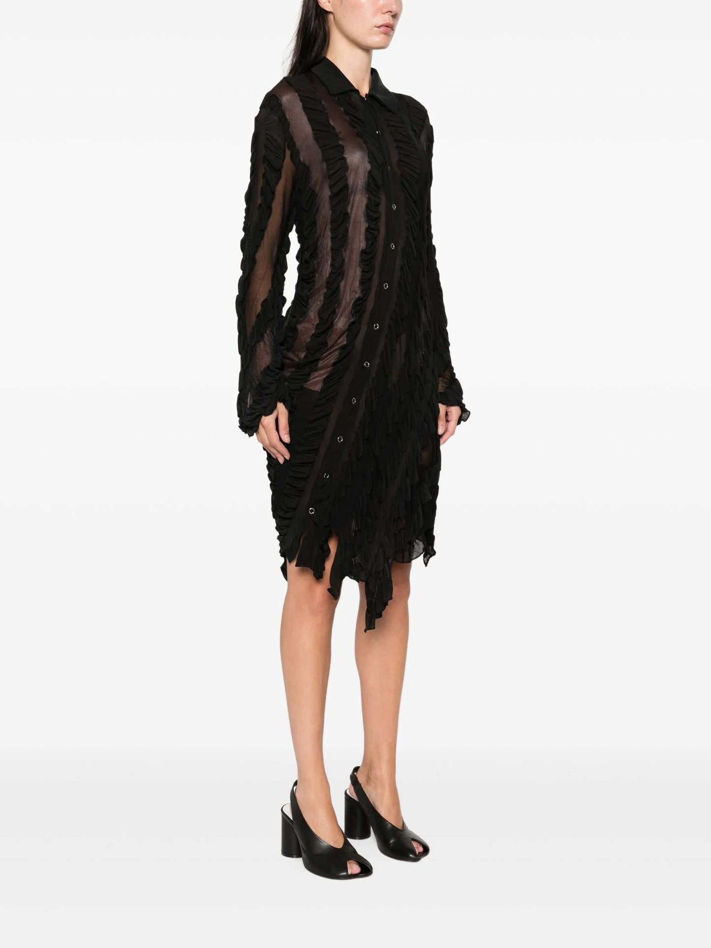 ruffled shirt midi dress