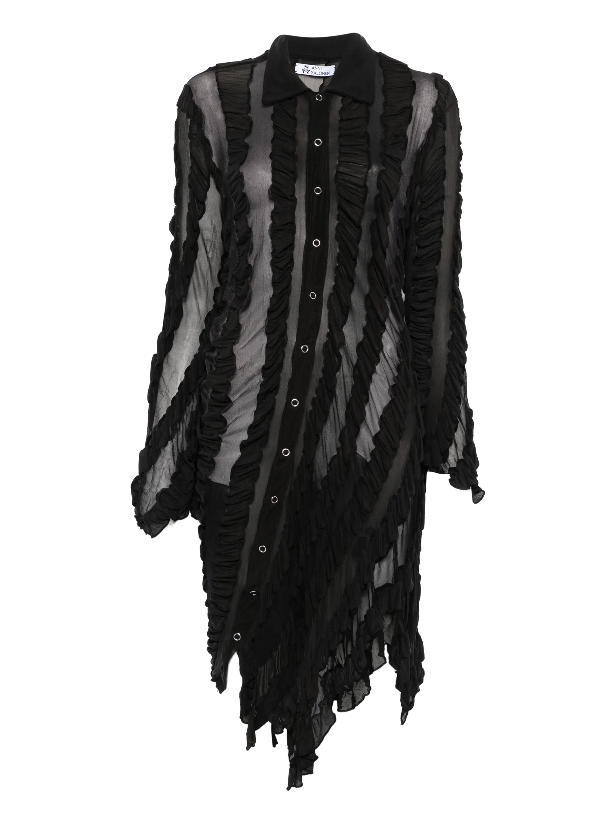 ruffled shirt midi dress