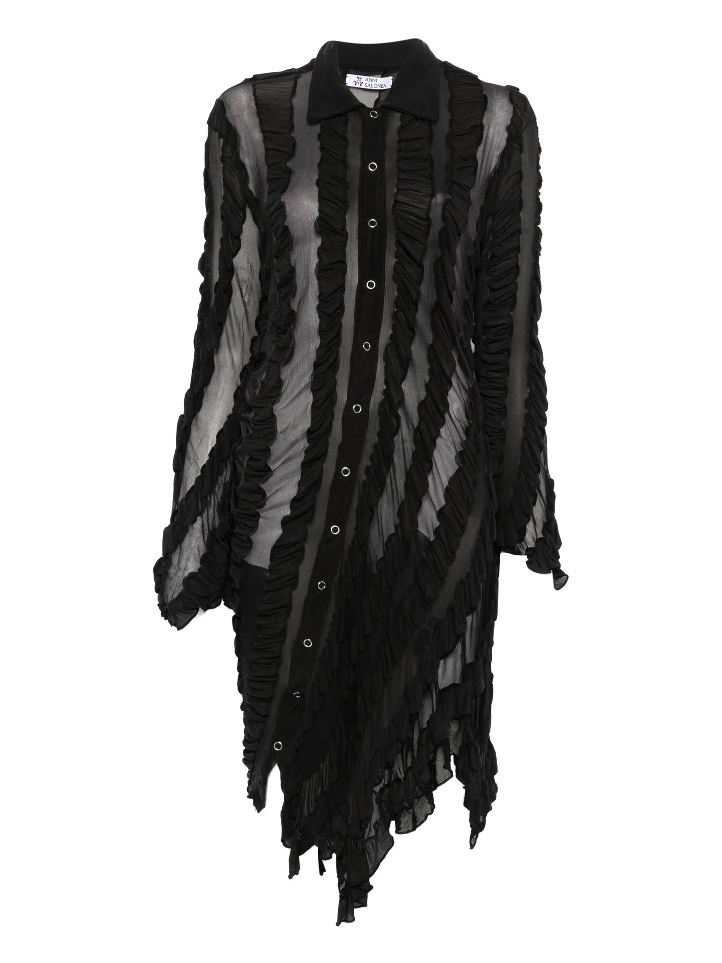 ruffled shirt midi dress