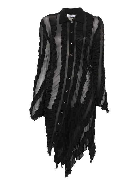 ruffled shirt midi dress