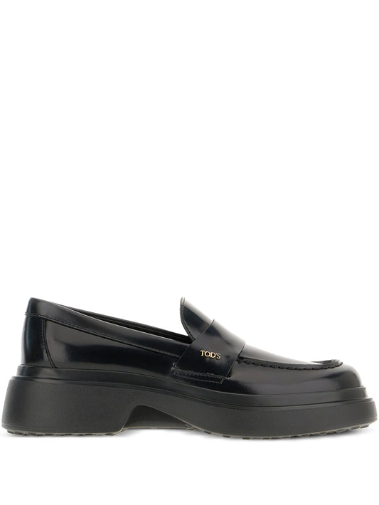 logo-plaque chunky-sole loafers