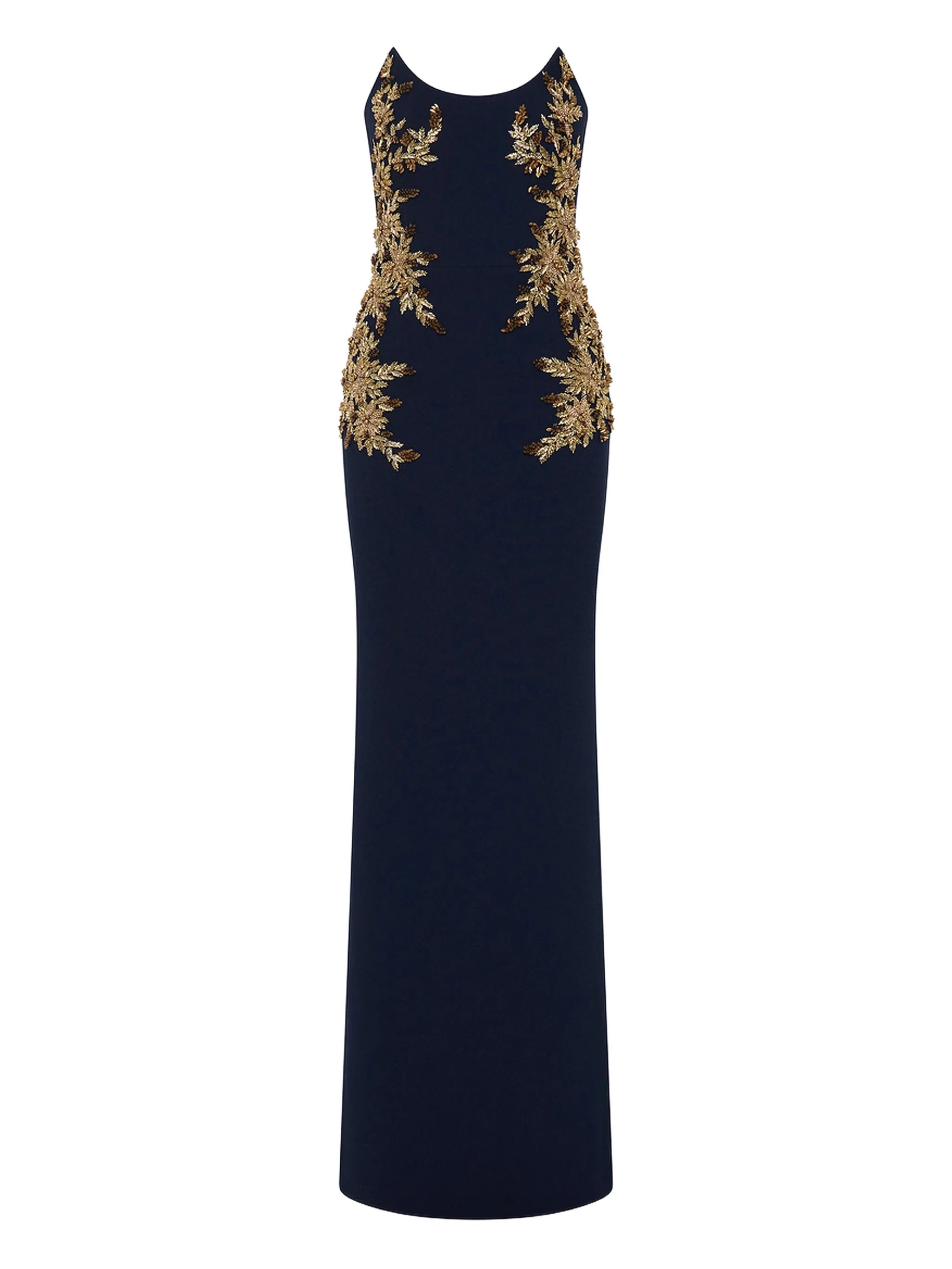 embellished strapless gown