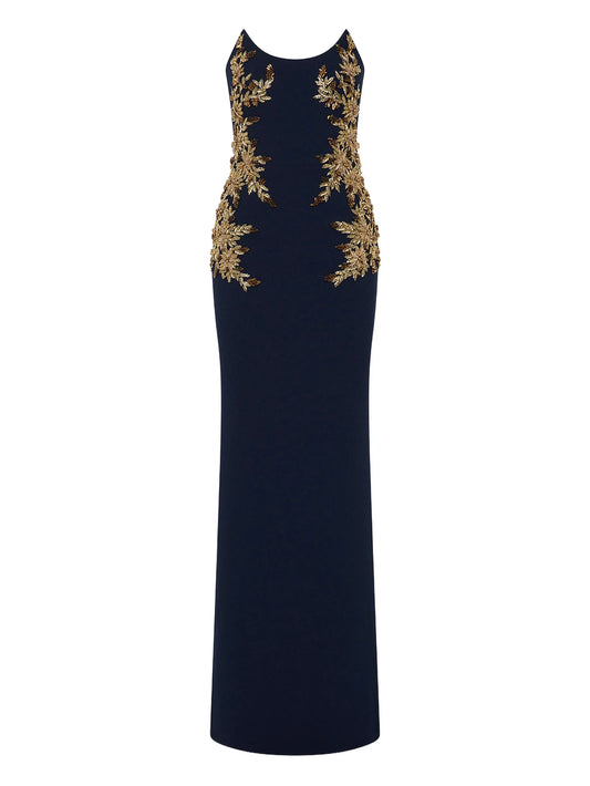 embellished strapless gown