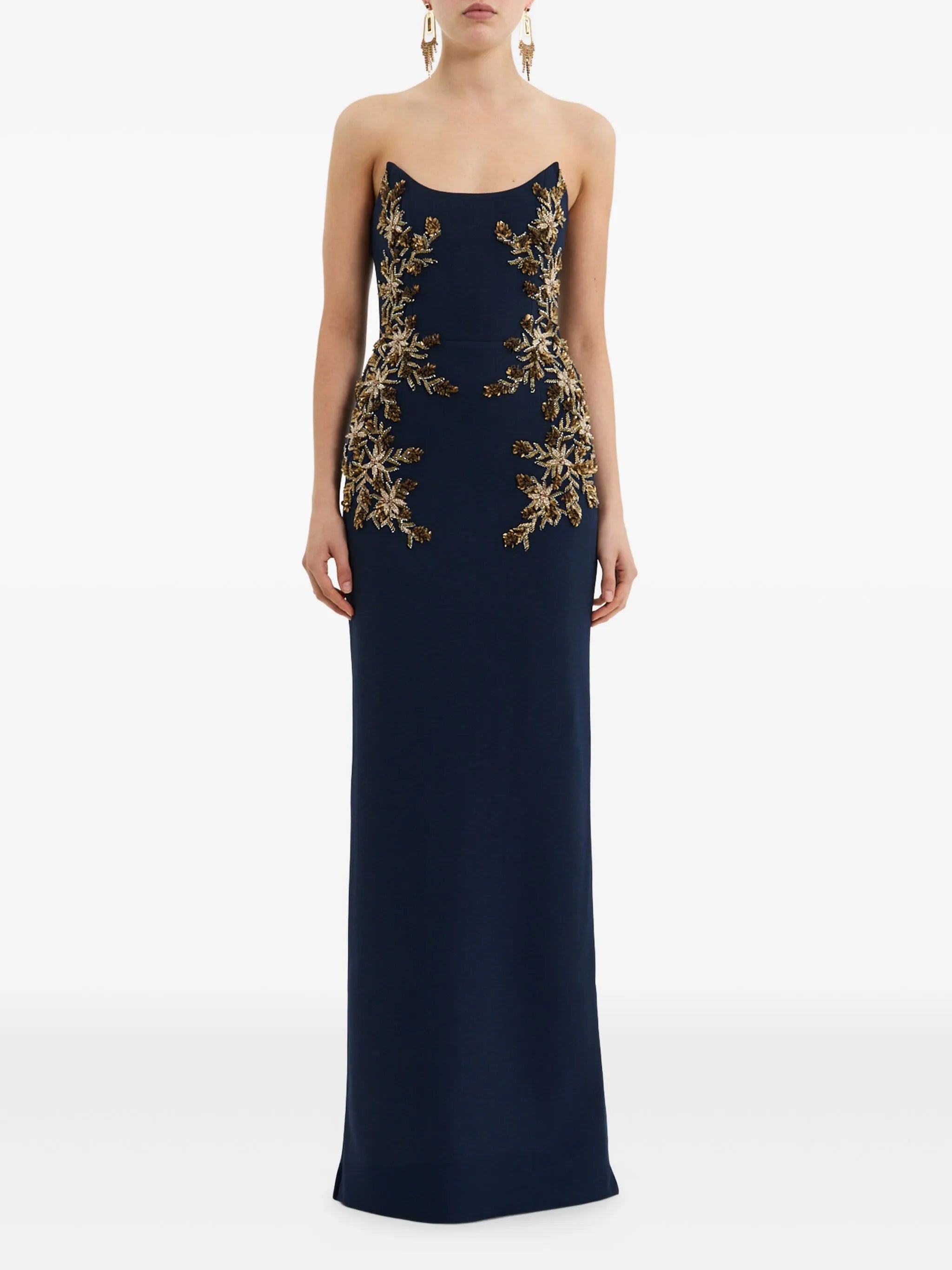 embellished strapless gown