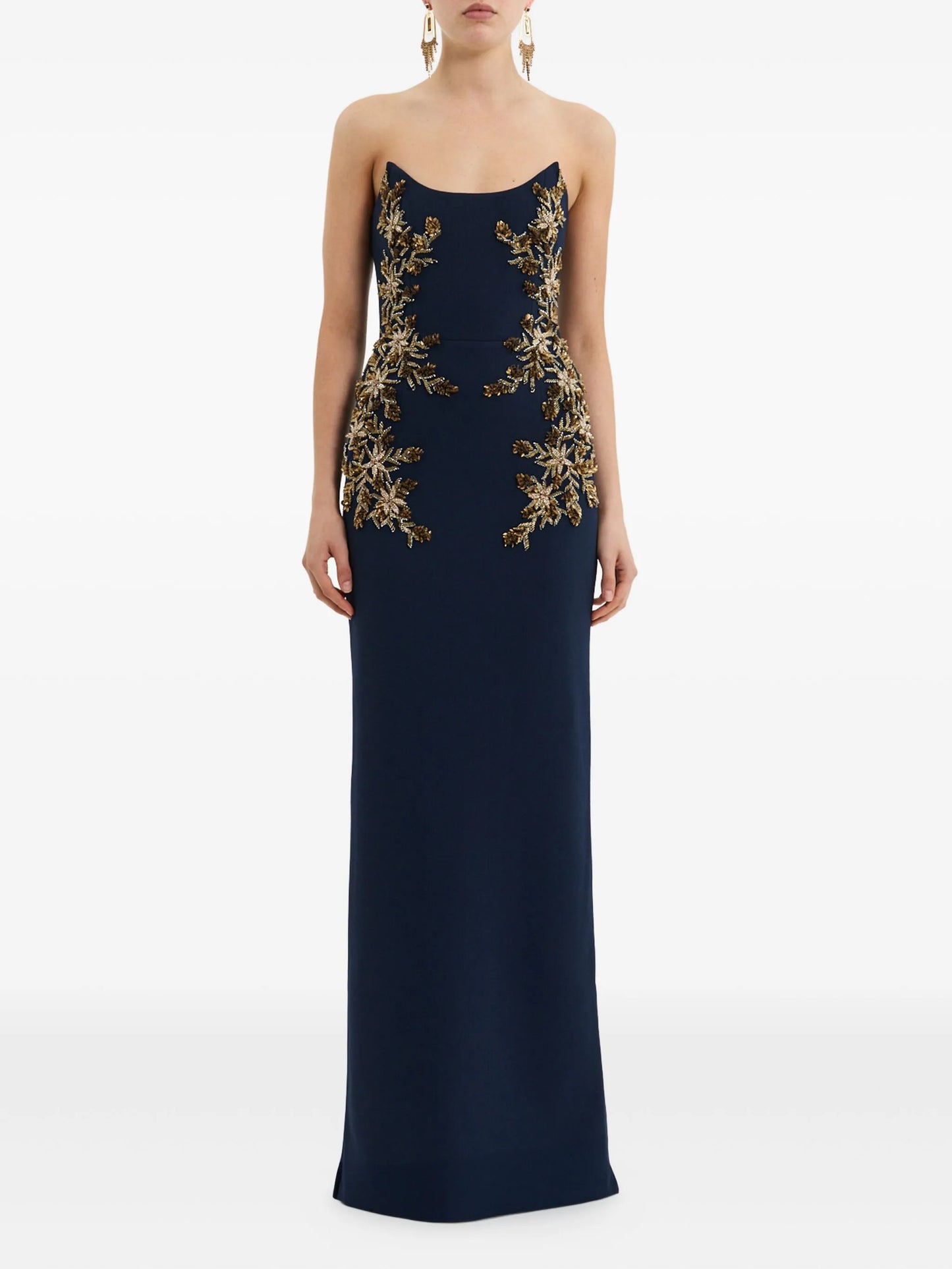 embellished strapless gown