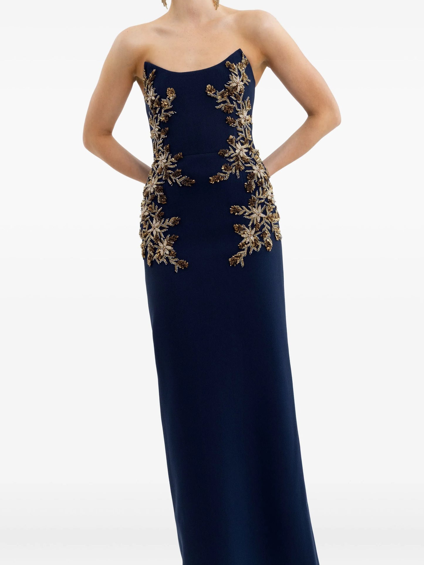 embellished strapless gown