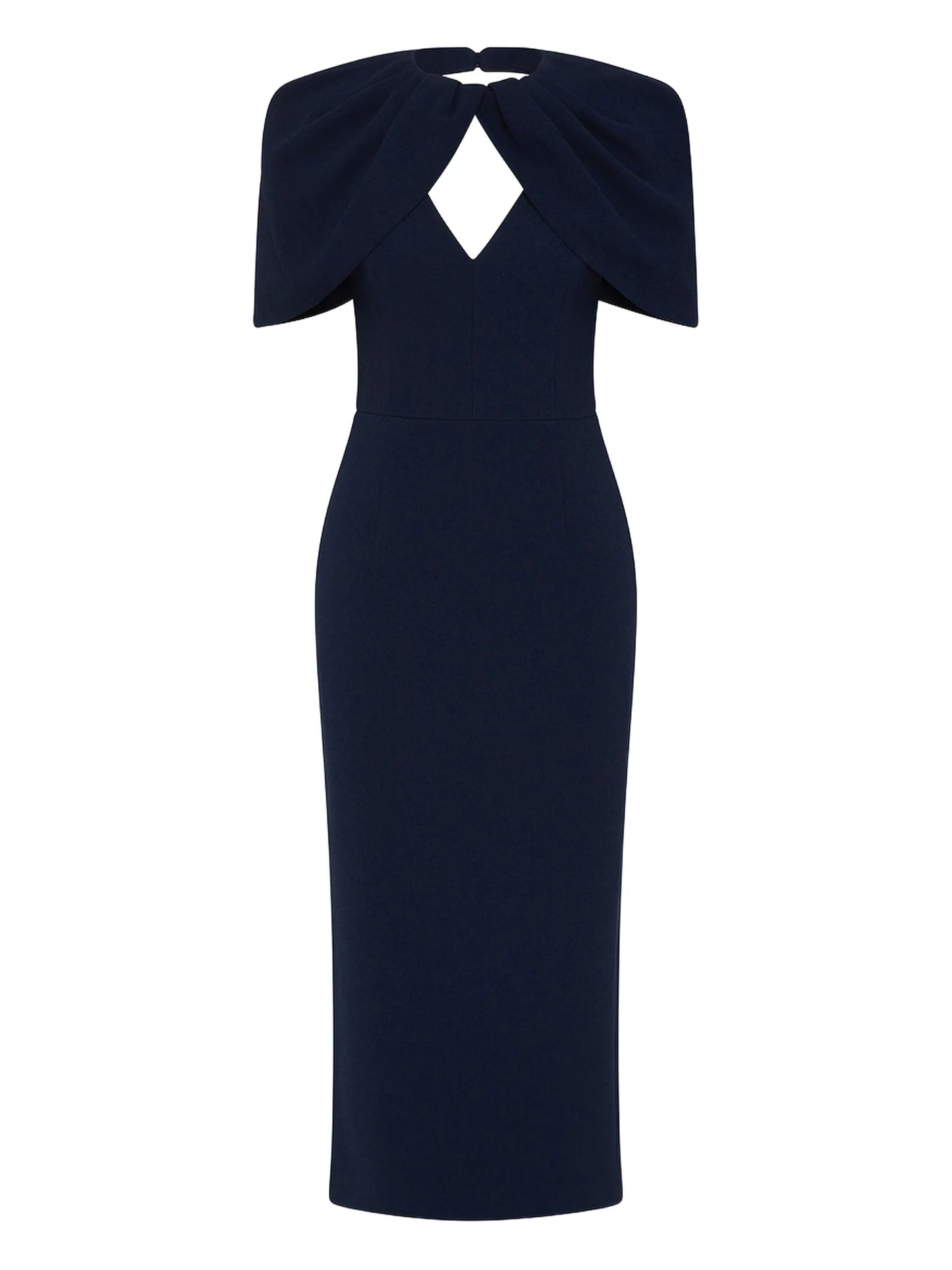 petal-sleeve draped midi dress