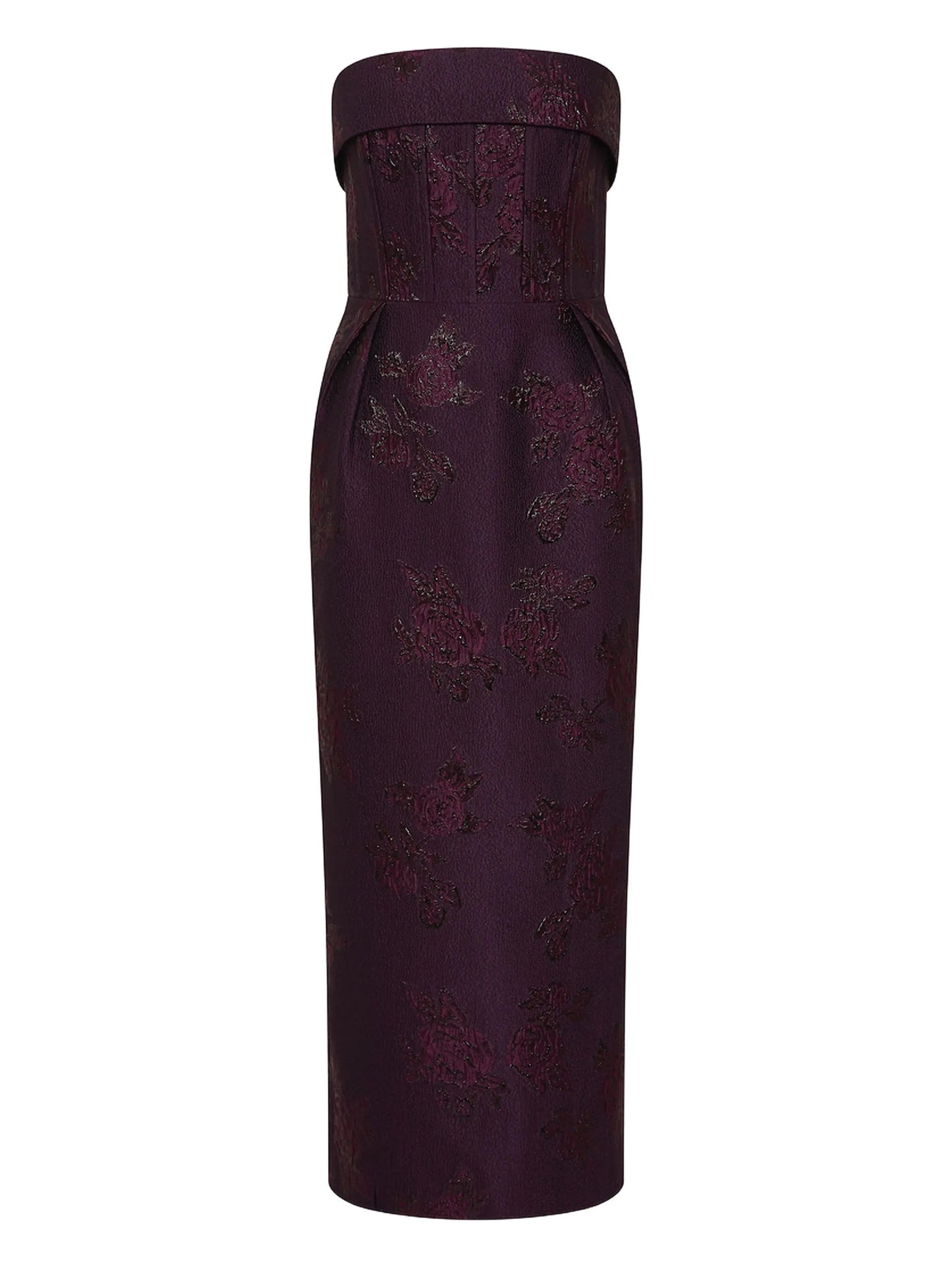 Afina strapless floral-brocade midi dress