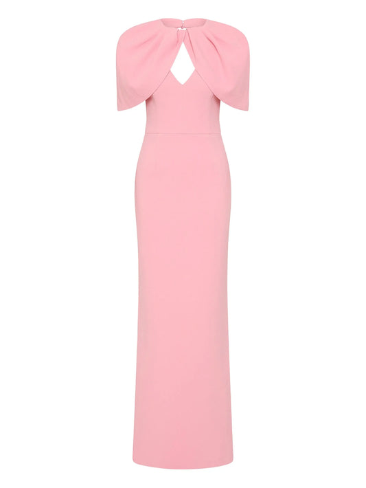 Xena petal-sleeve keyhole gown