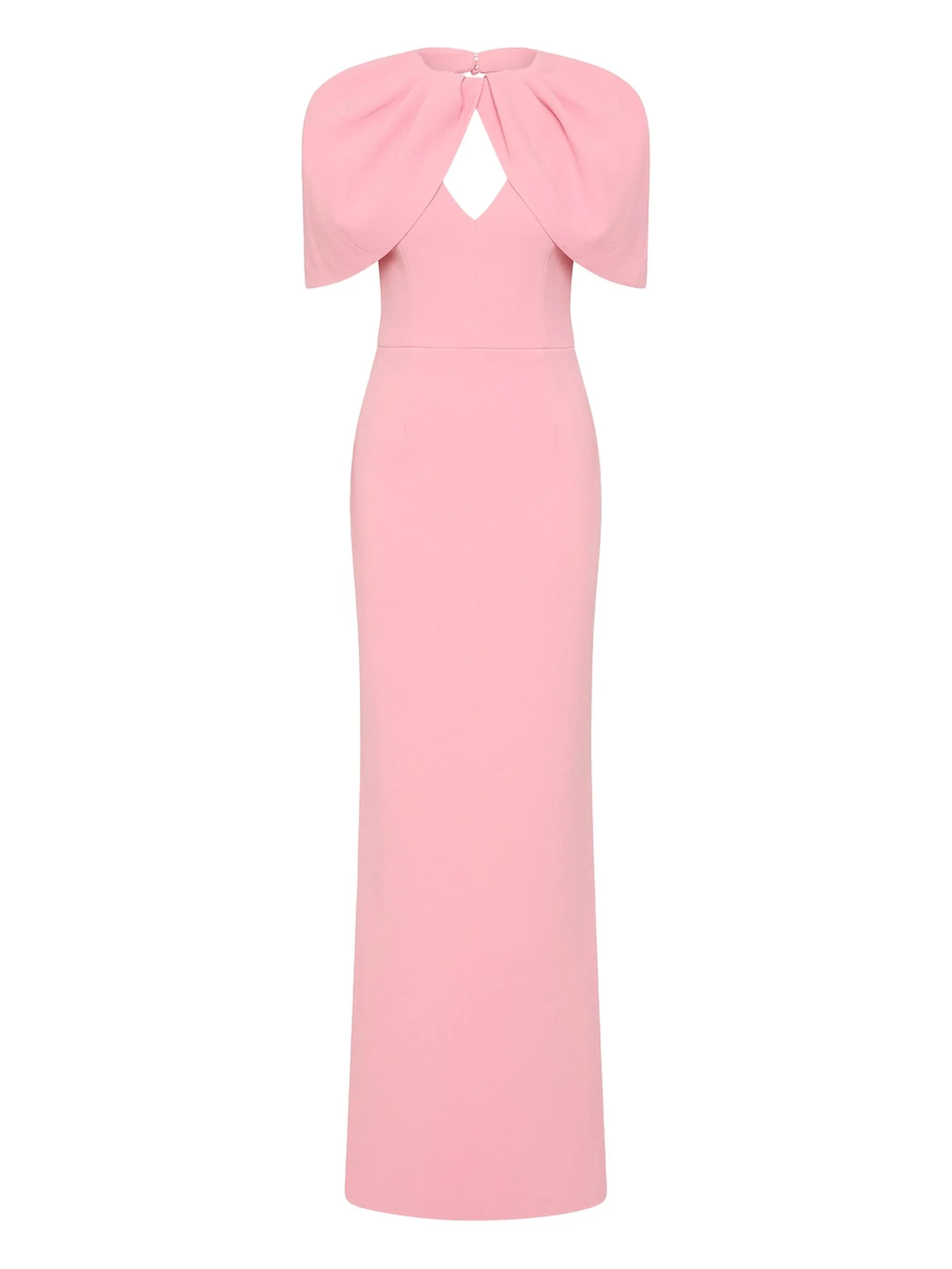 Xena petal-sleeve keyhole maxi dress