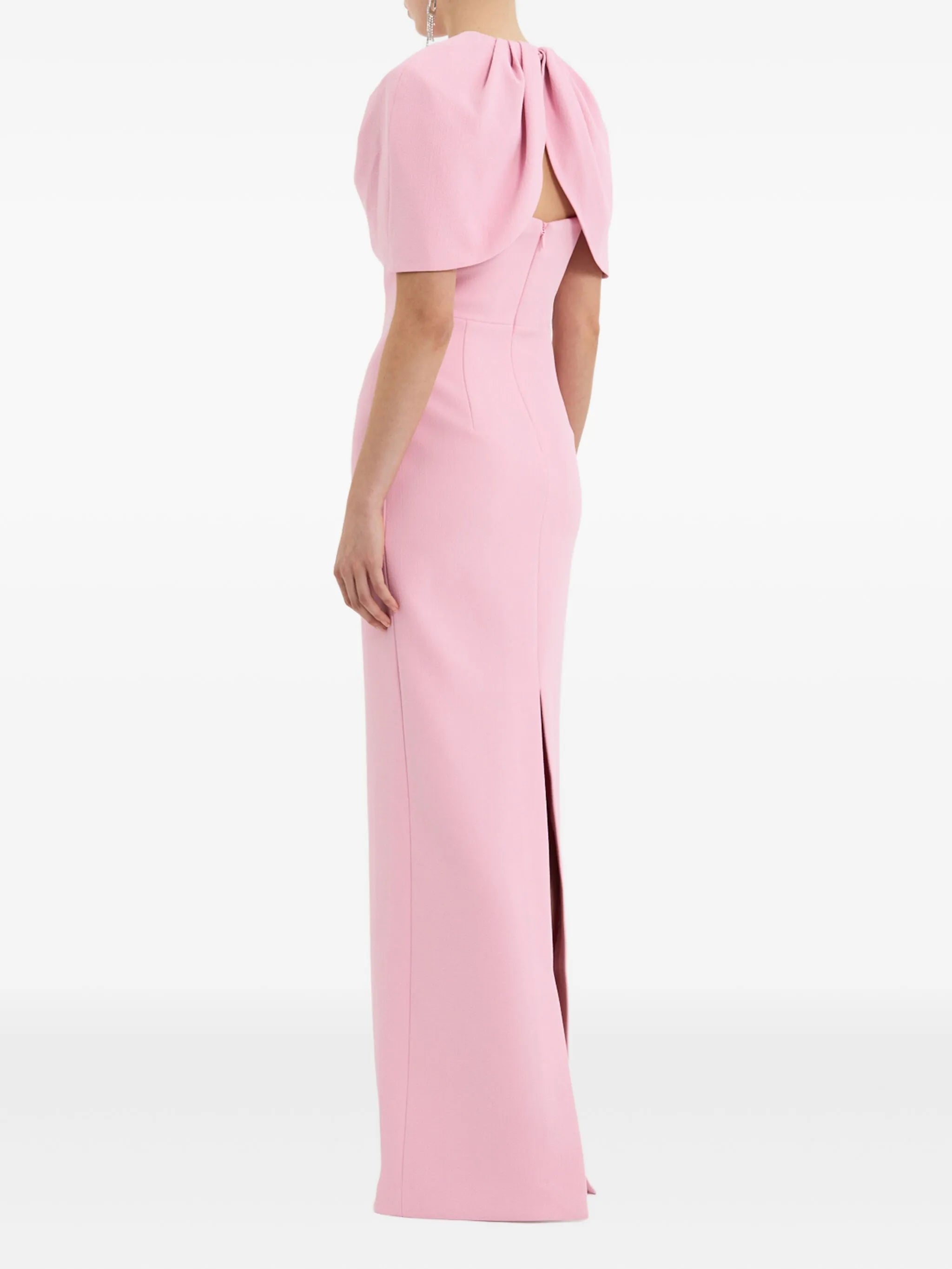 Xena petal-sleeve keyhole maxi dress