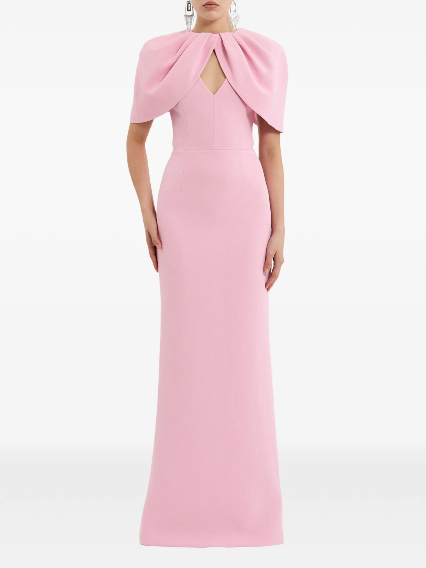 Xena petal-sleeve keyhole gown