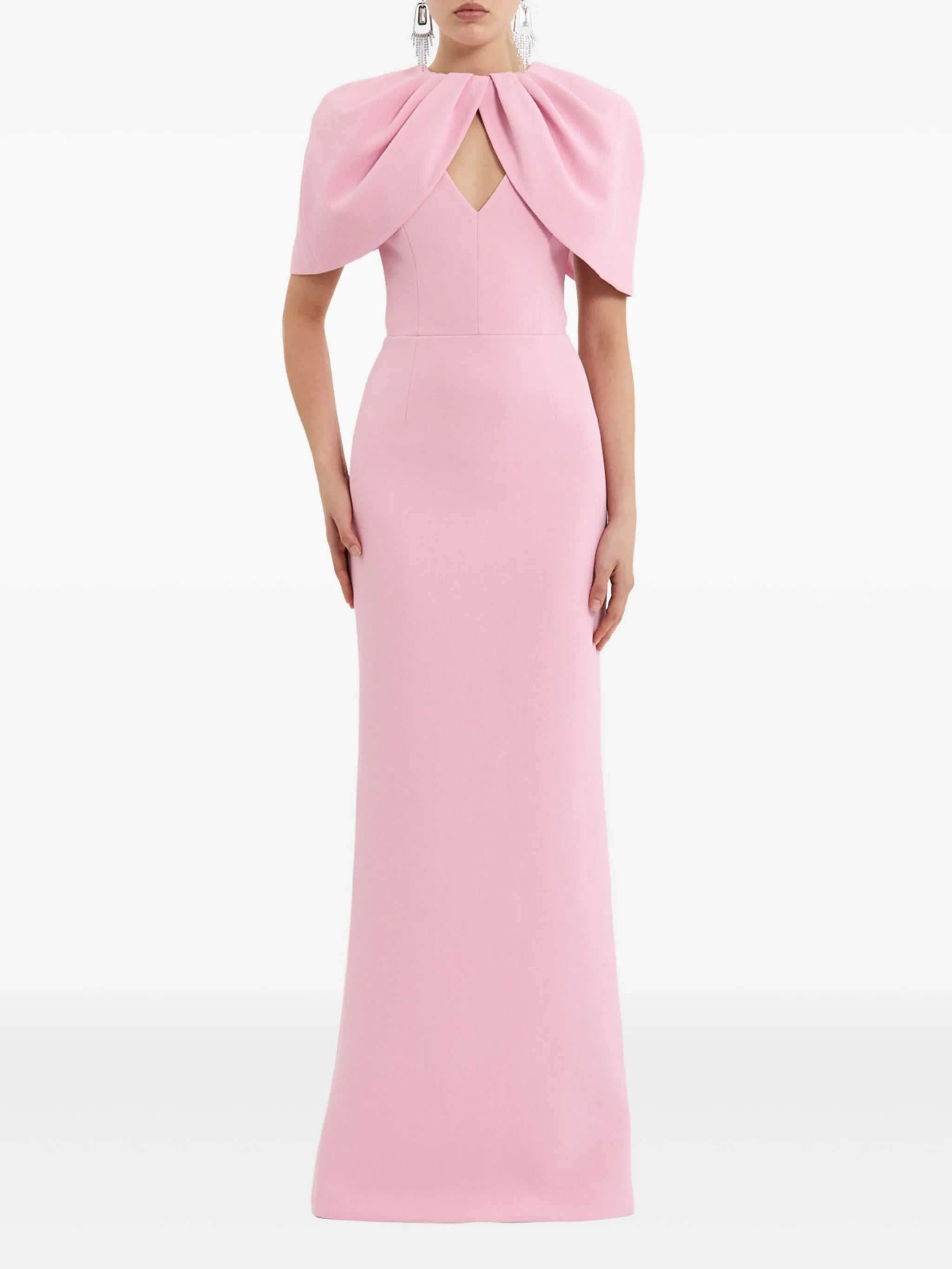 Xena petal-sleeve keyhole maxi dress