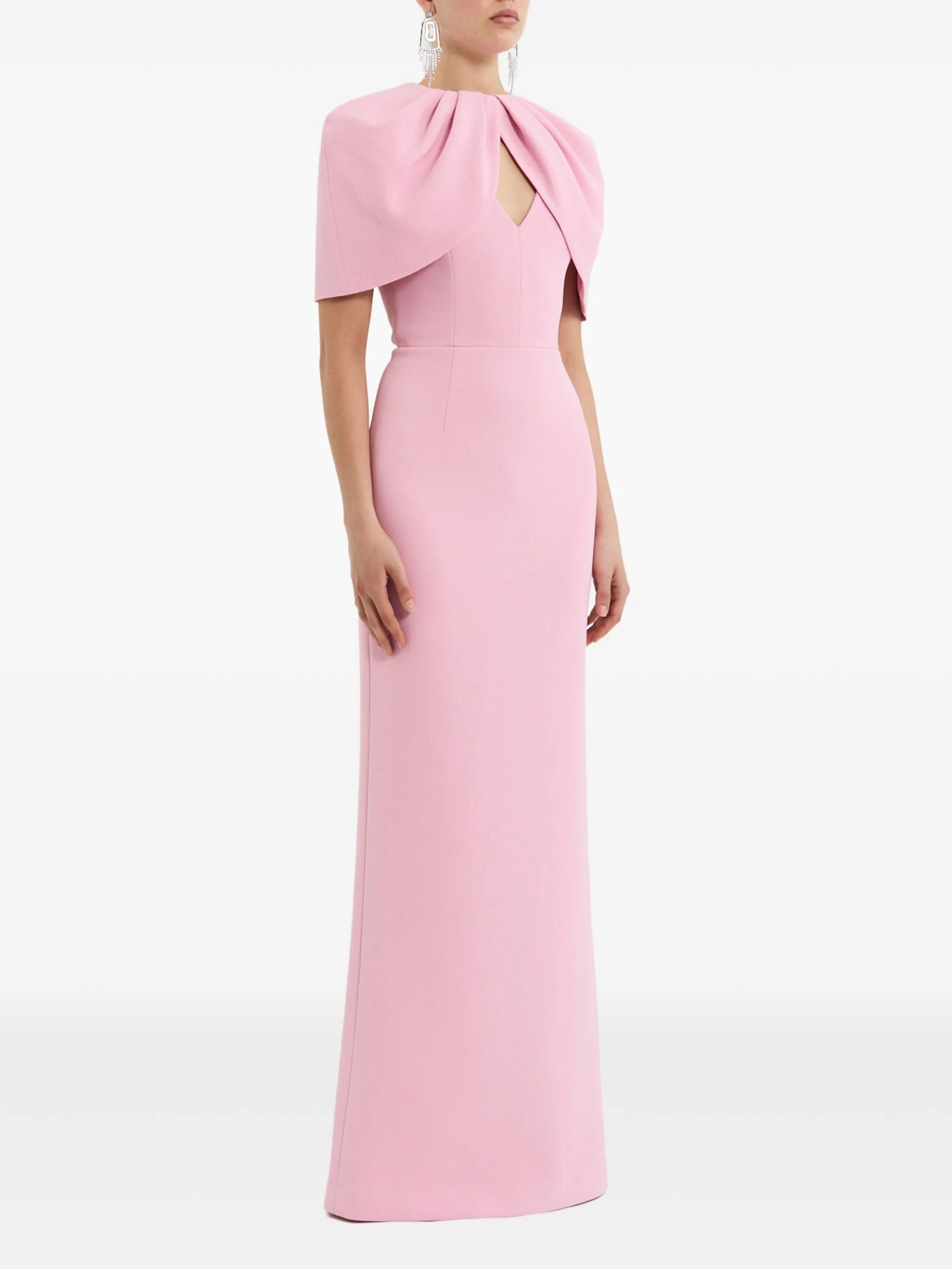 Xena petal-sleeve keyhole maxi dress