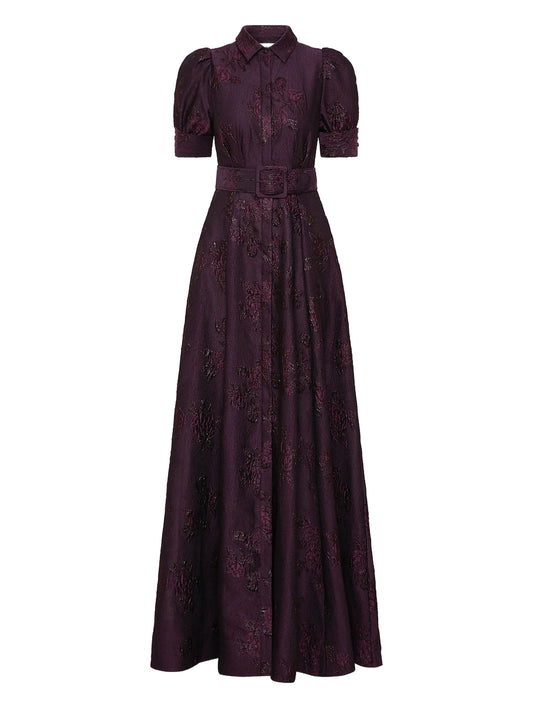 Afina puff-sleeve gown maxi dress
