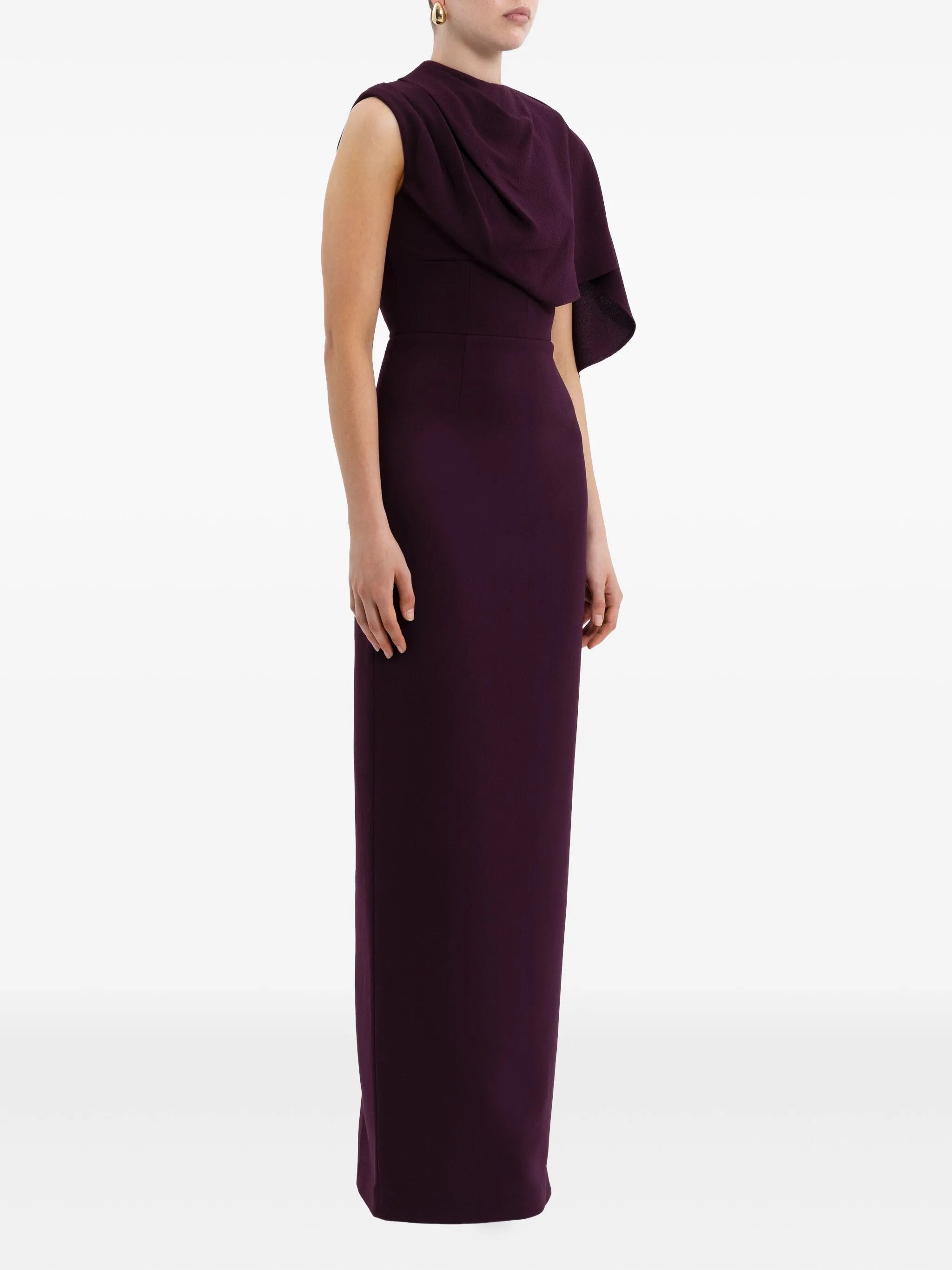 draped cape gown