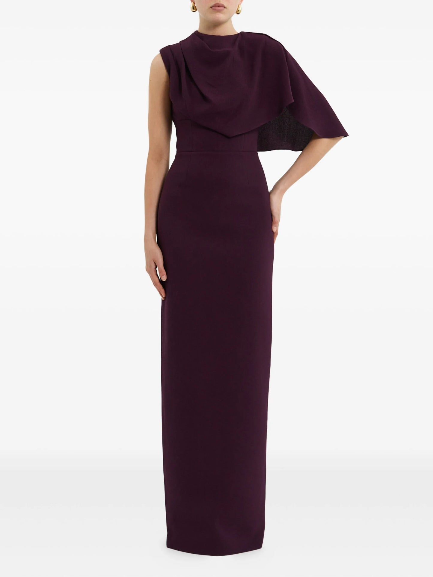 draped cape gown