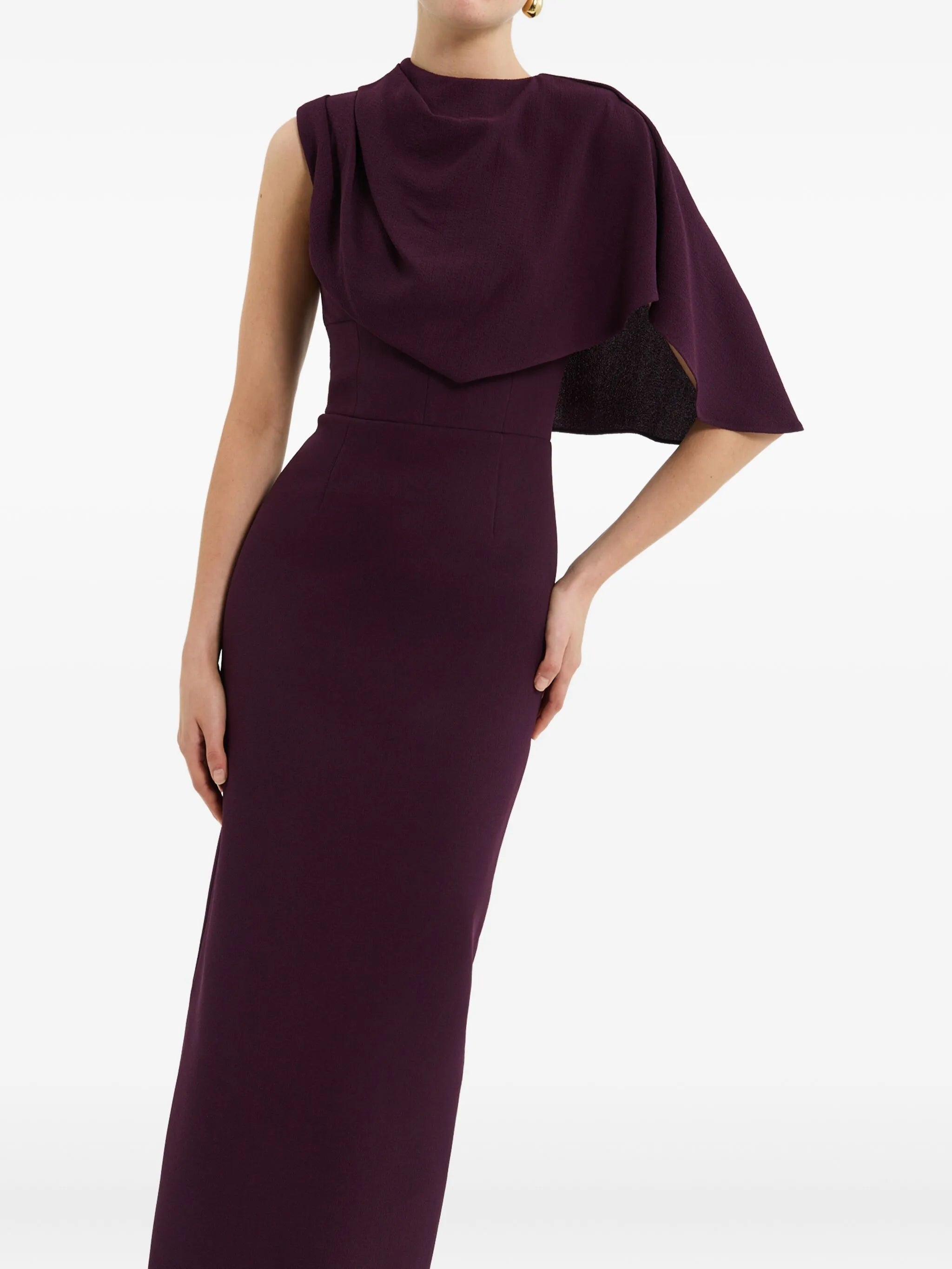 draped cape gown