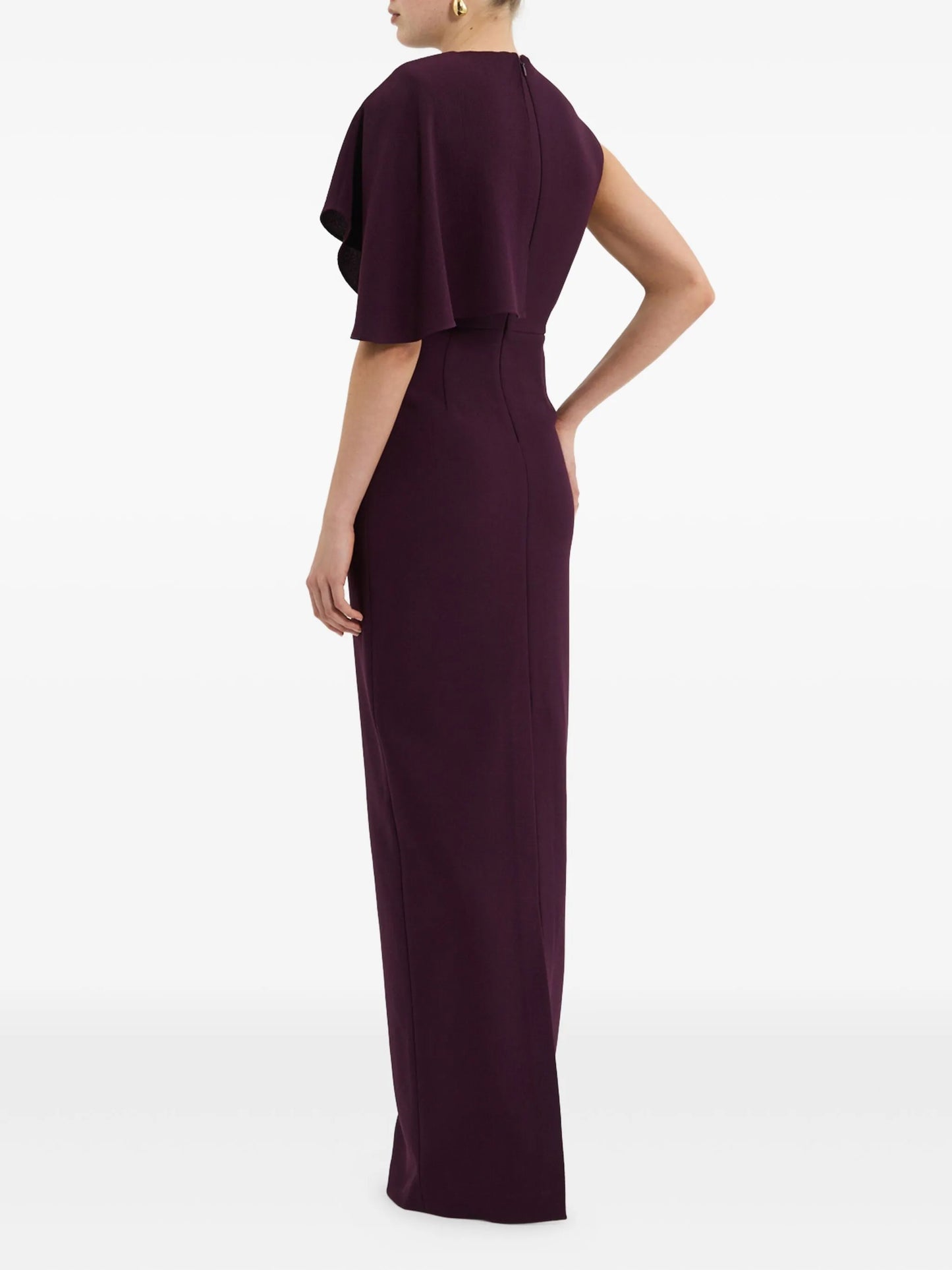 draped cape gown