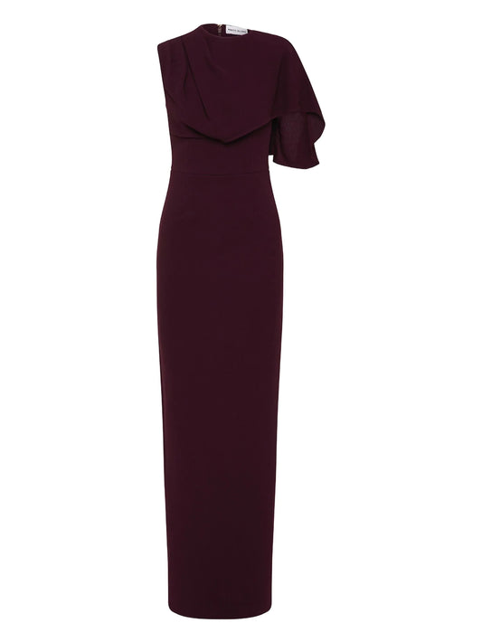 draped cape gown