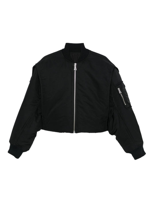 zip-fastening cropped bomber jacket