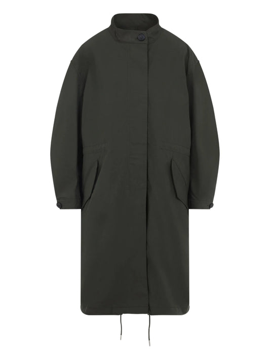 collared drawstring parka coat