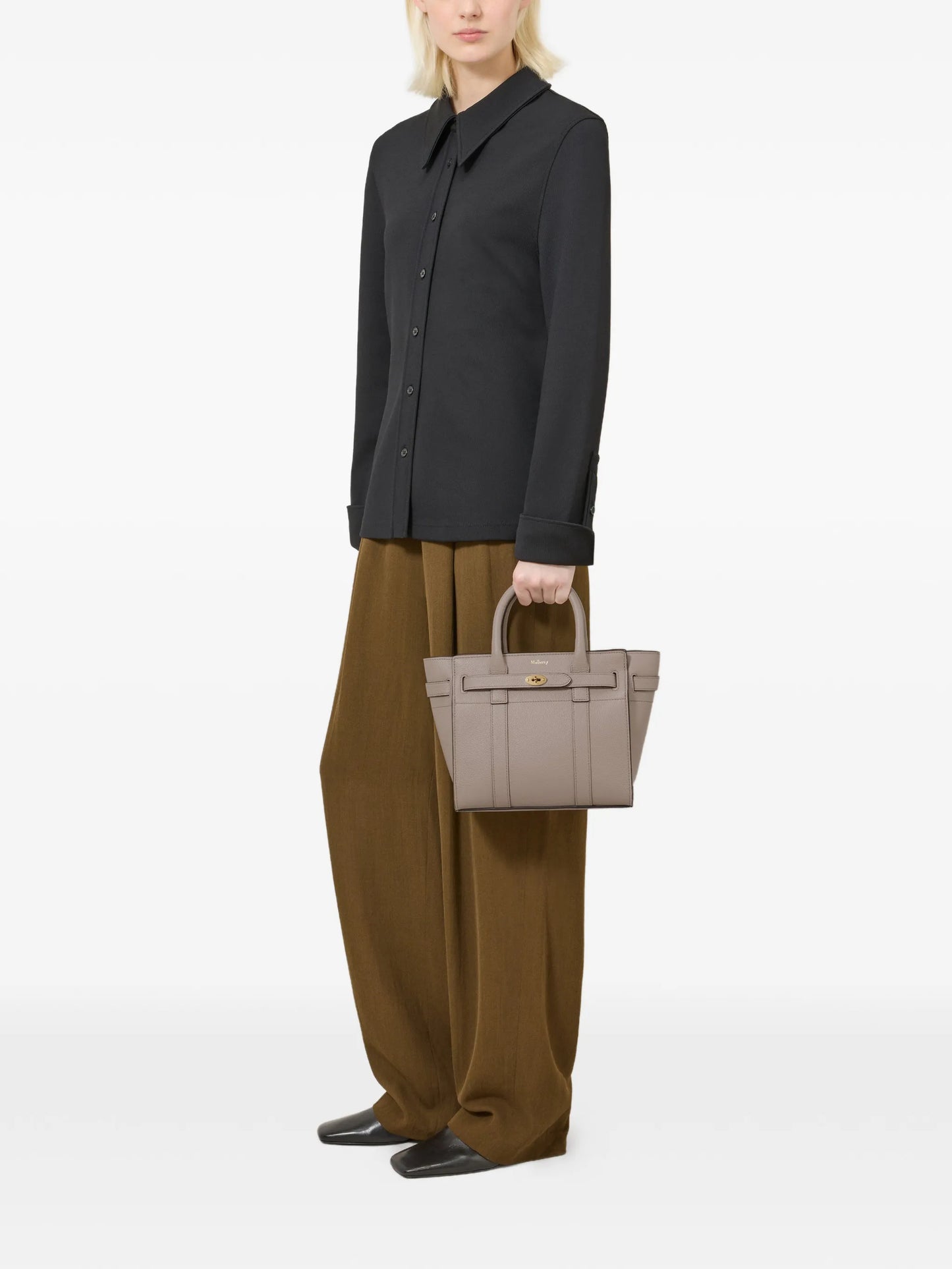 mini zipped Bayswater bag in cashmere taupe small classic grain