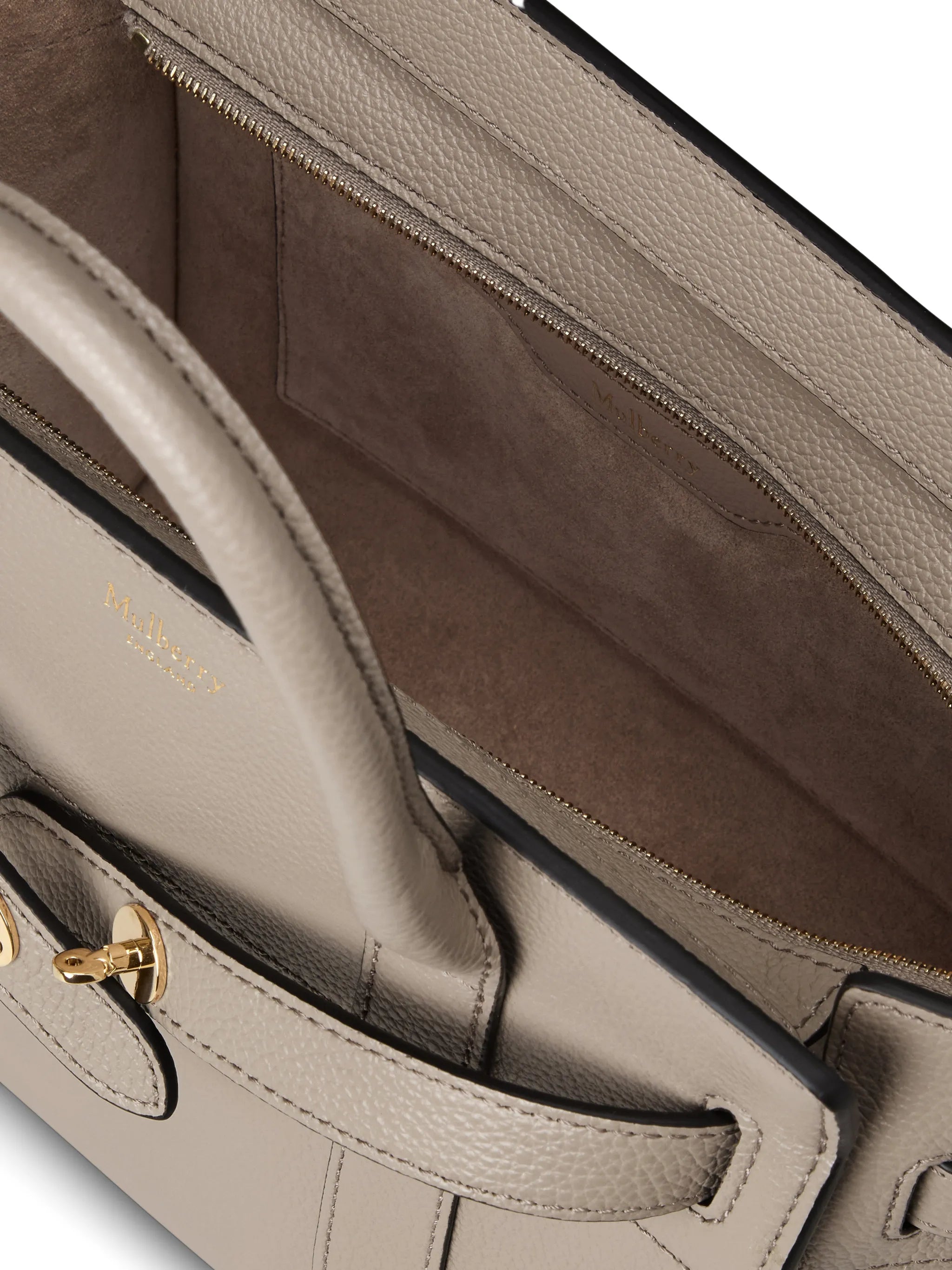mini zipped Bayswater bag in cashmere taupe small classic grain