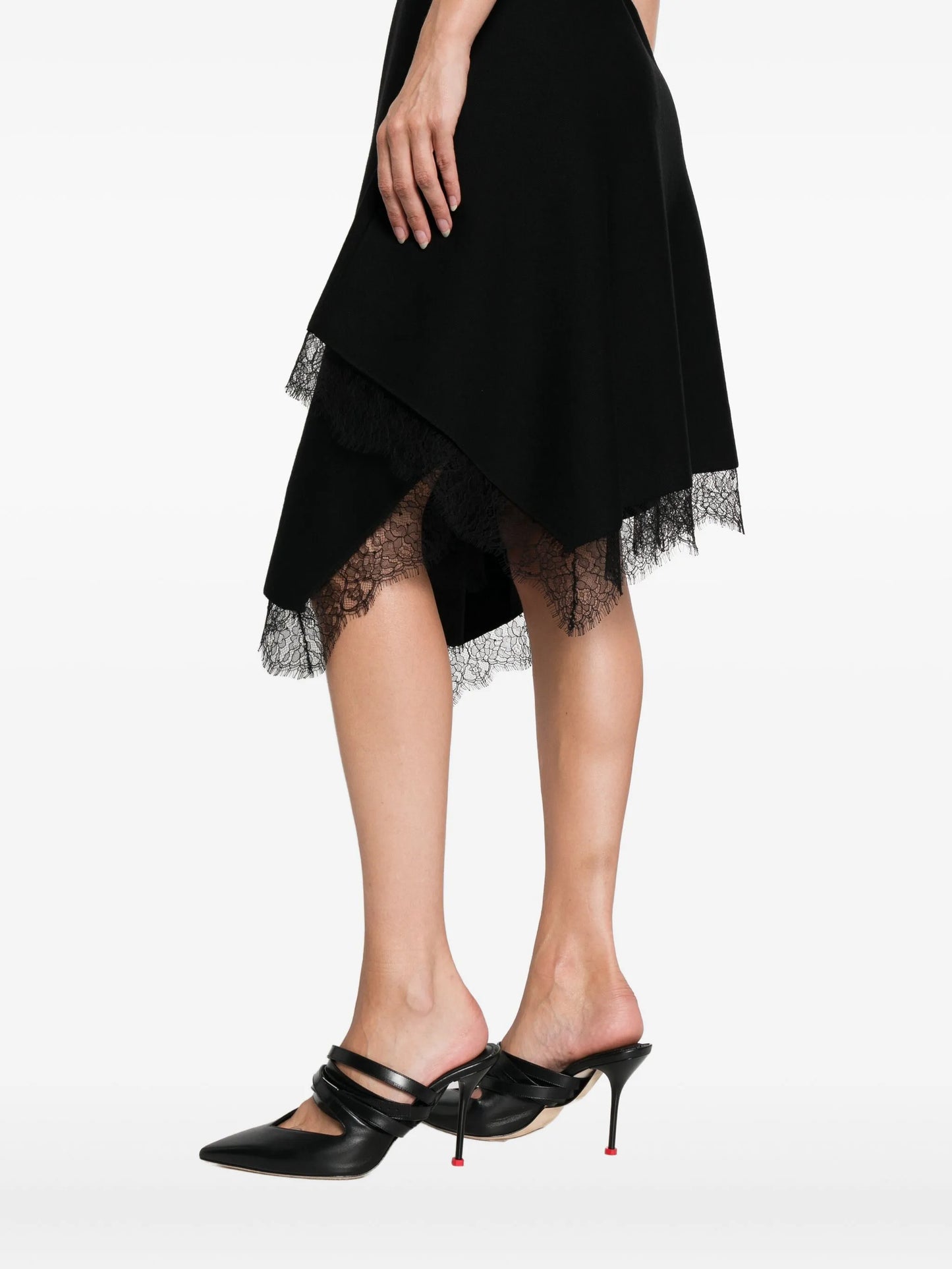 lace-trimmed sleeveless dress