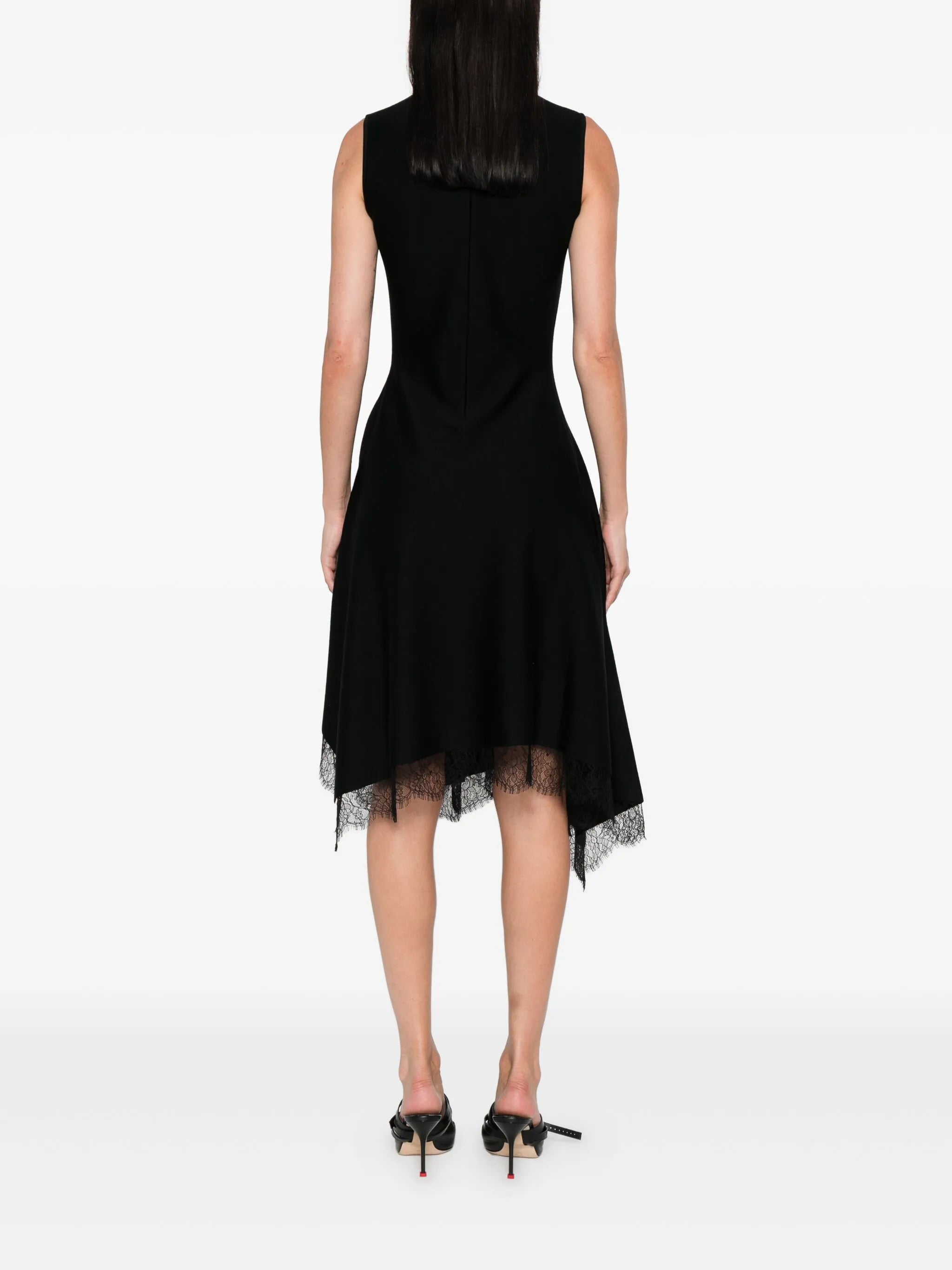 lace-trimmed sleeveless dress