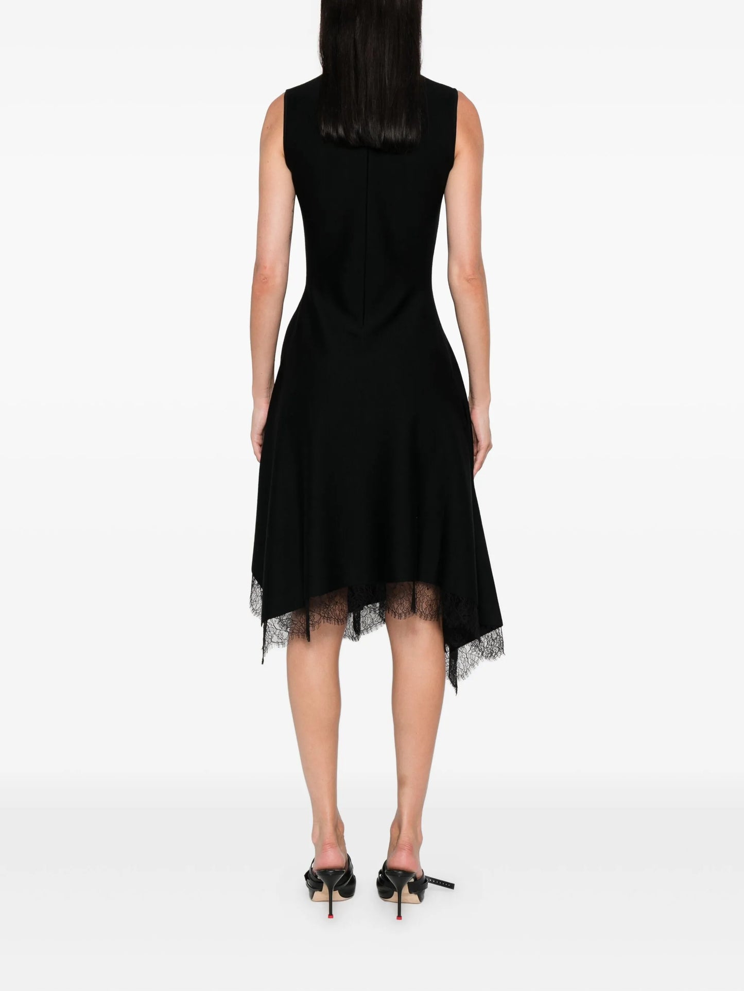lace-trimmed sleeveless dress