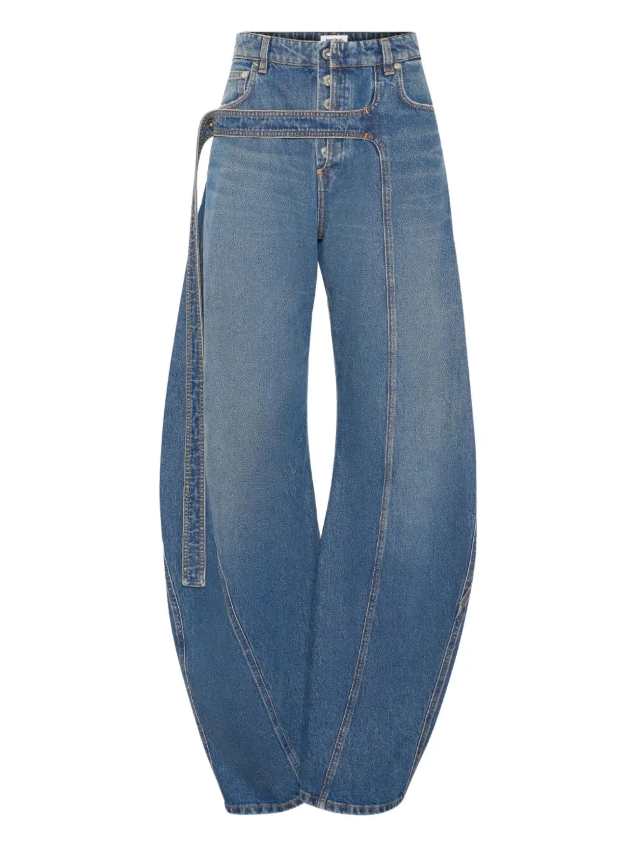 panelled belted jeans