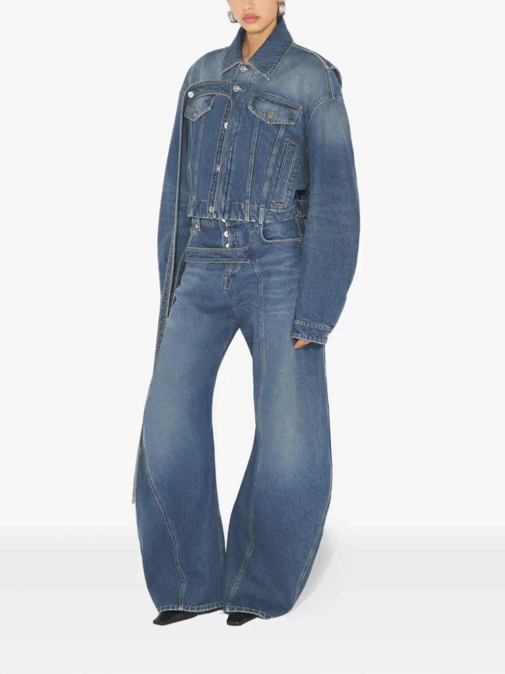 panelled belted jeans
