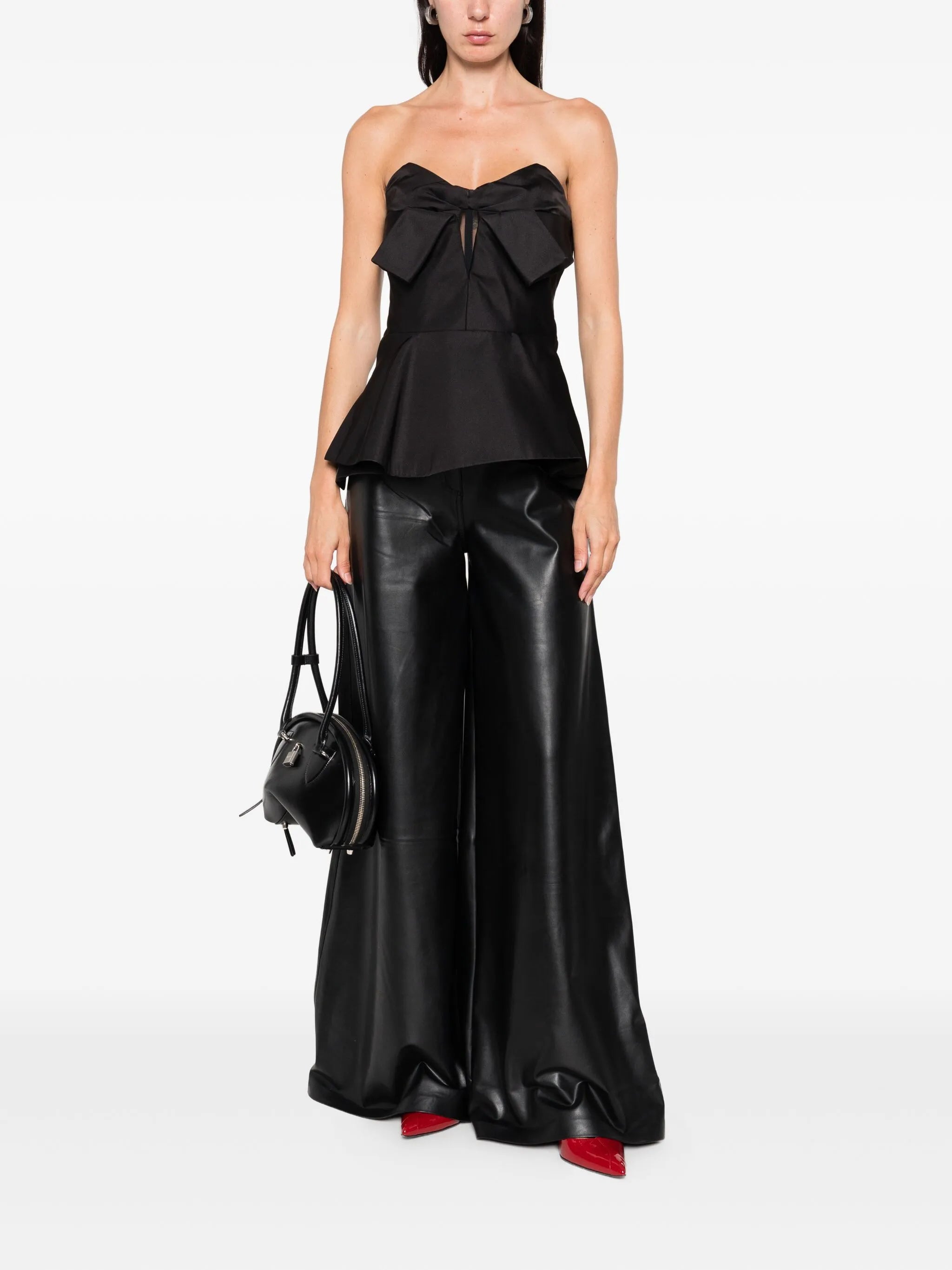 bow-detailed peplum top