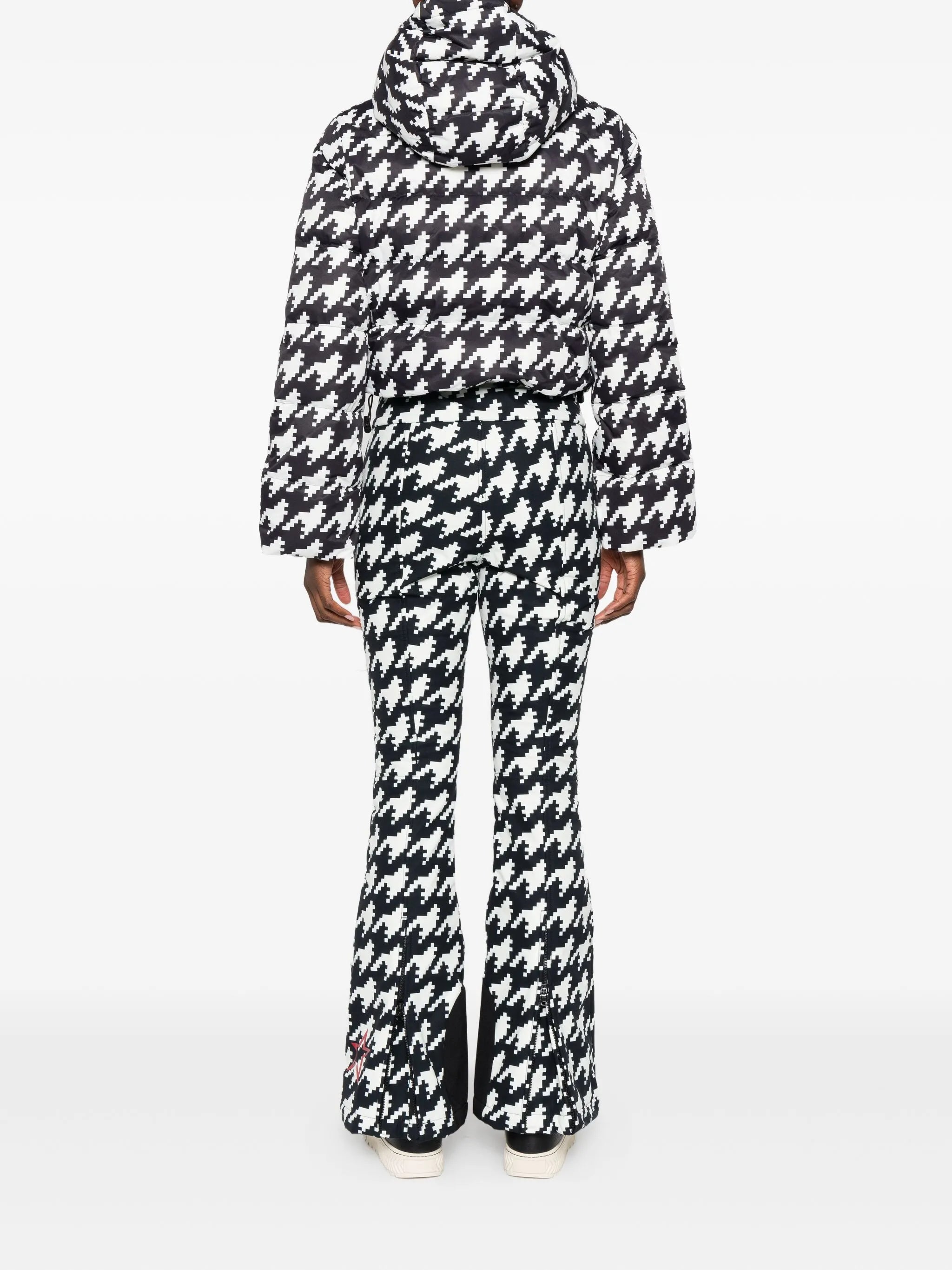 houndstooth hooded jumpsuit