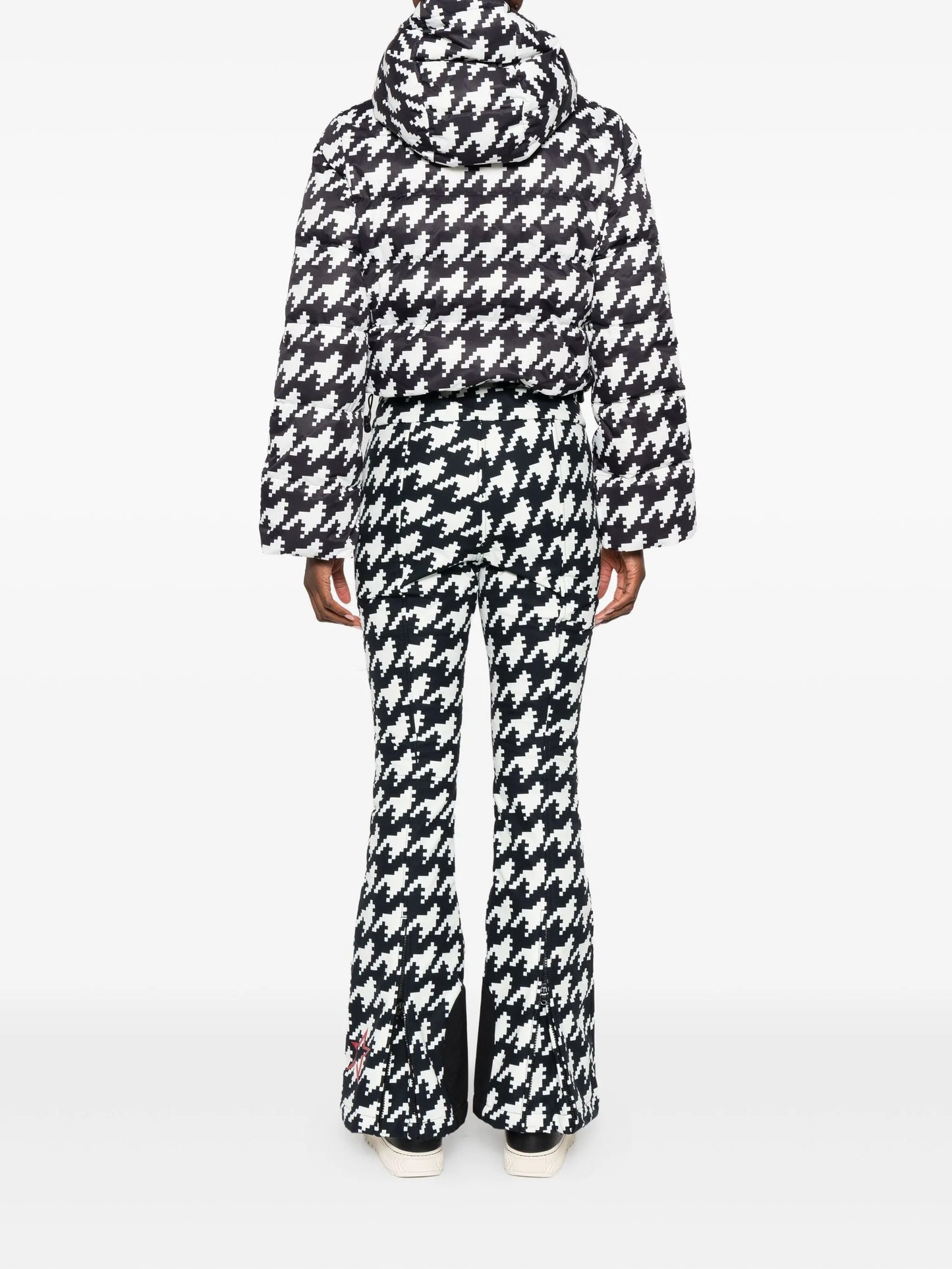 houndstooth hooded jumpsuit