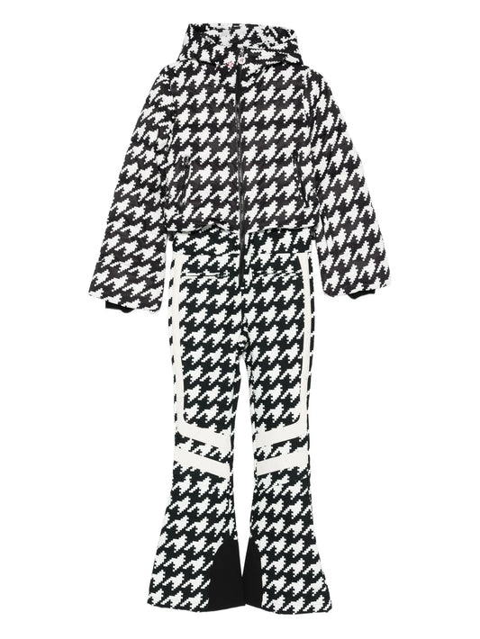 houndstooth hooded jumpsuit