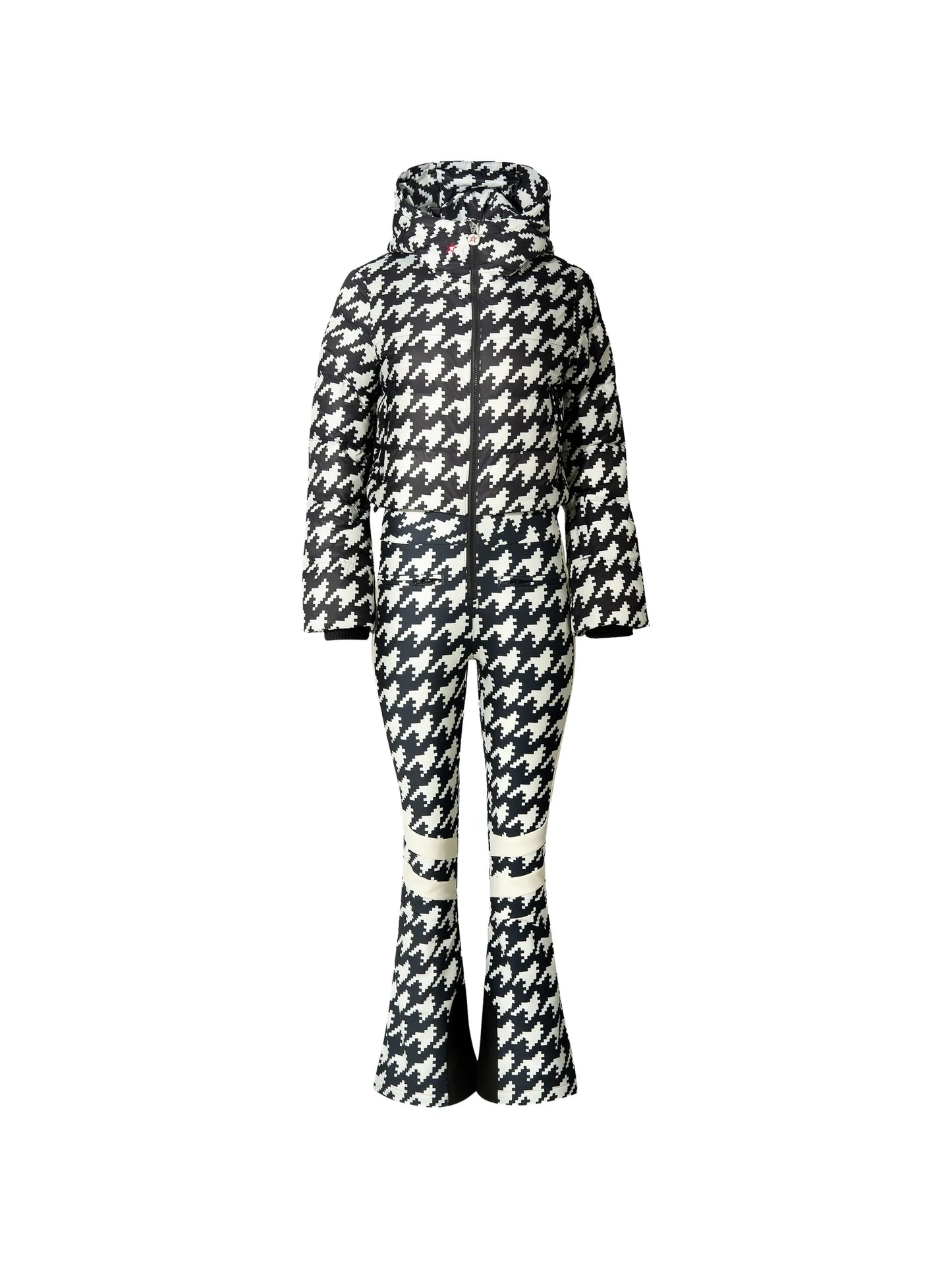houndstooth hooded ski suit