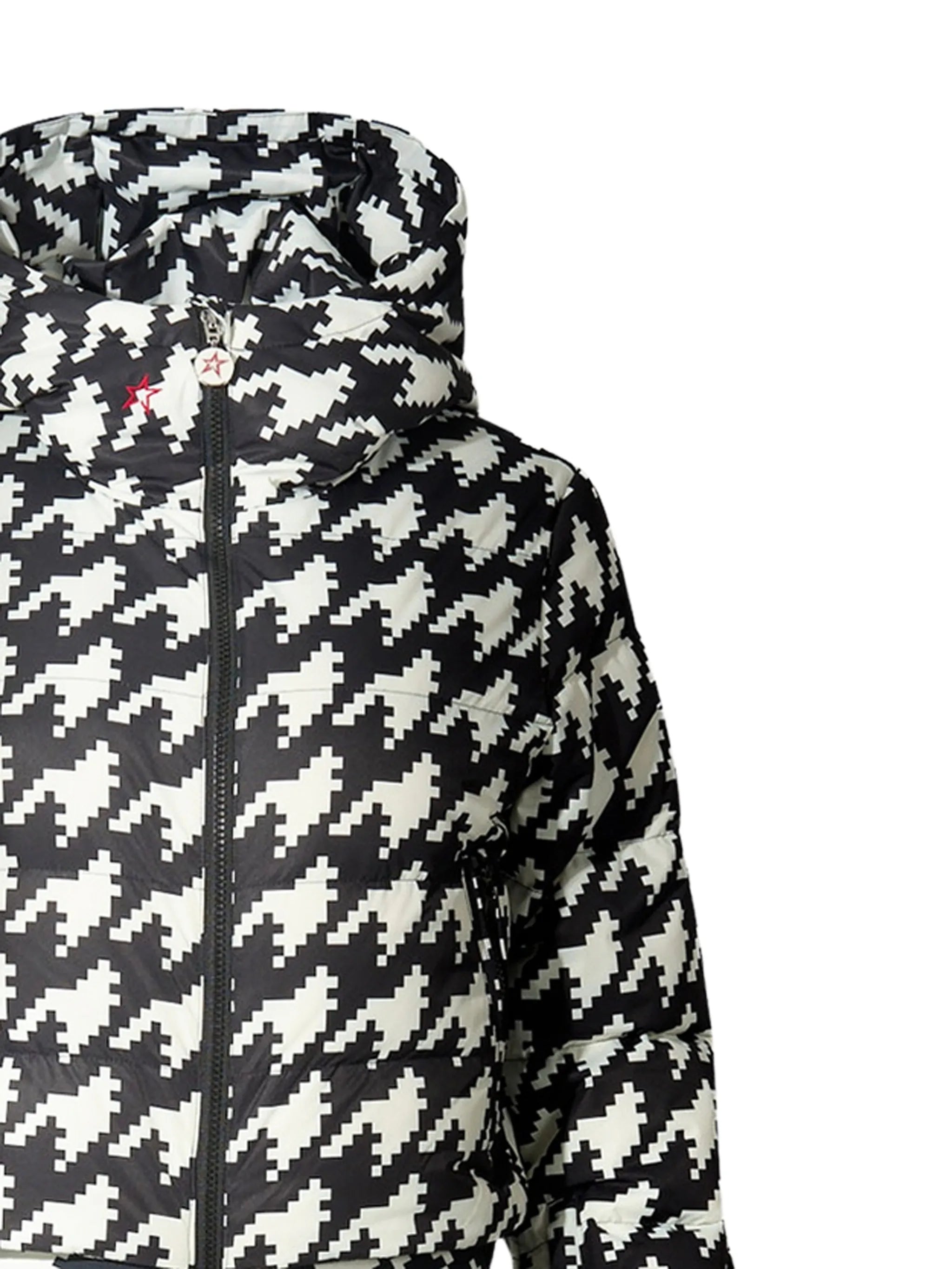 houndstooth hooded ski suit