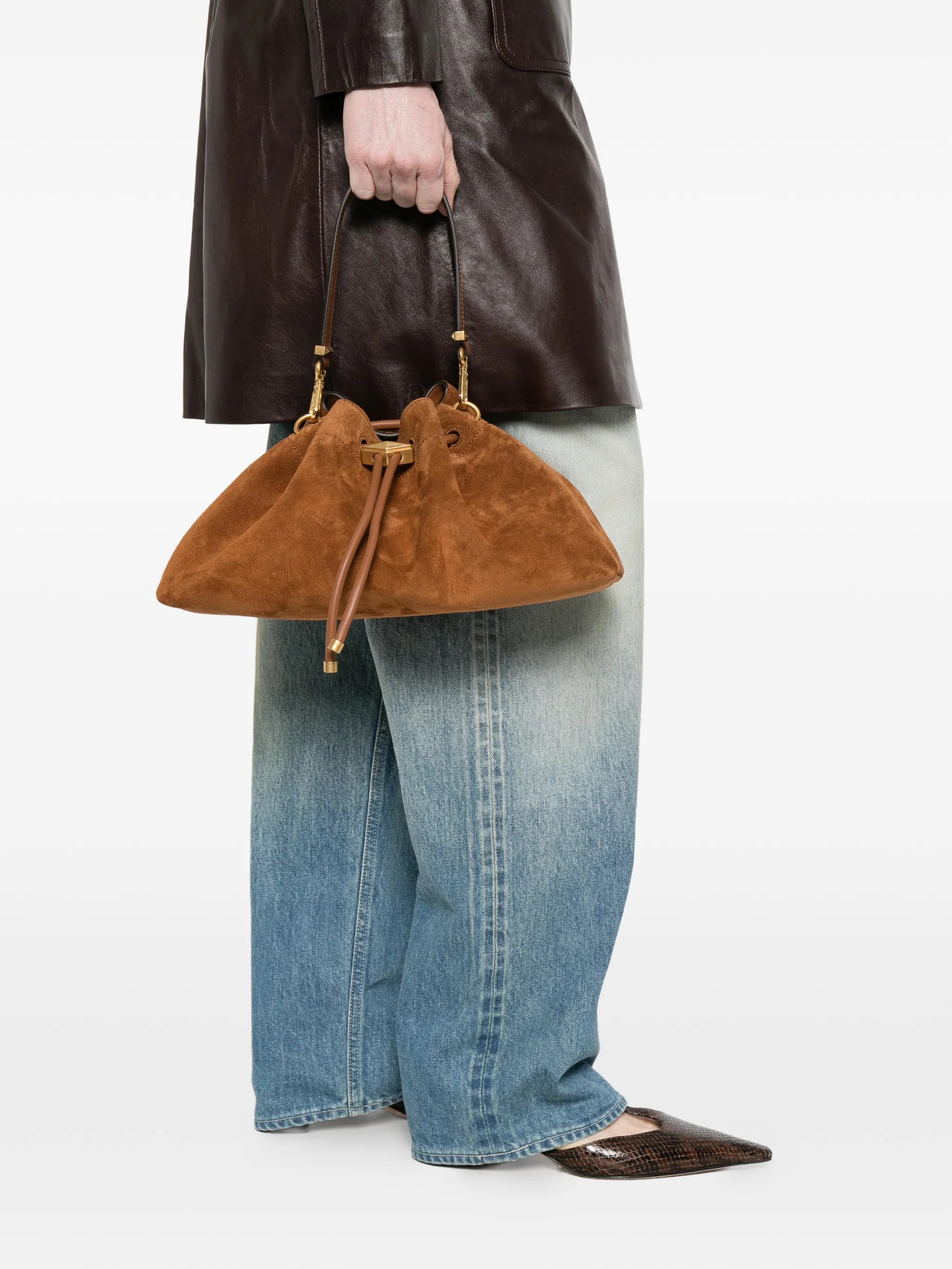 Bon Bon suede bucket bag