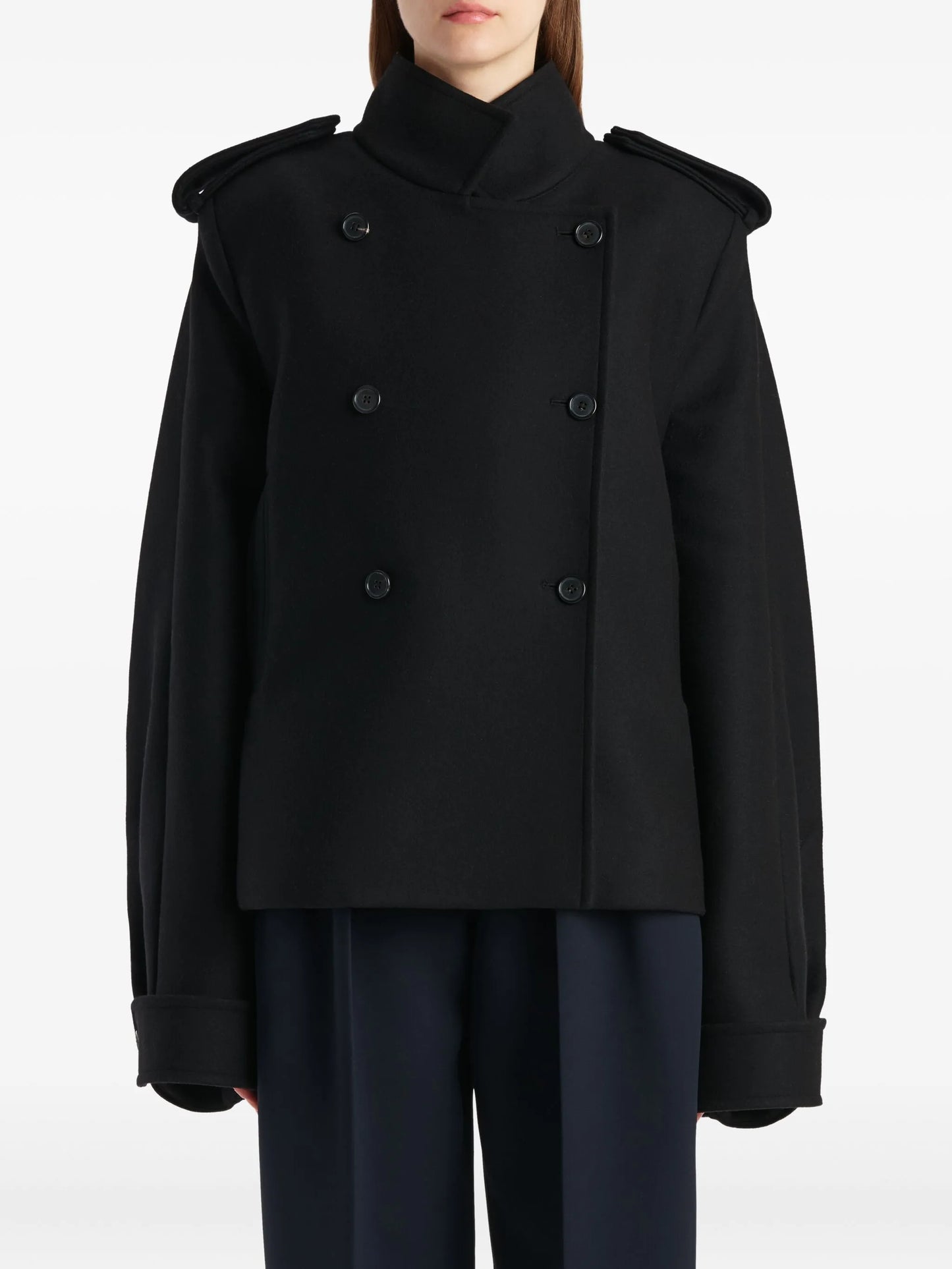 double-breasted epaulet jacket