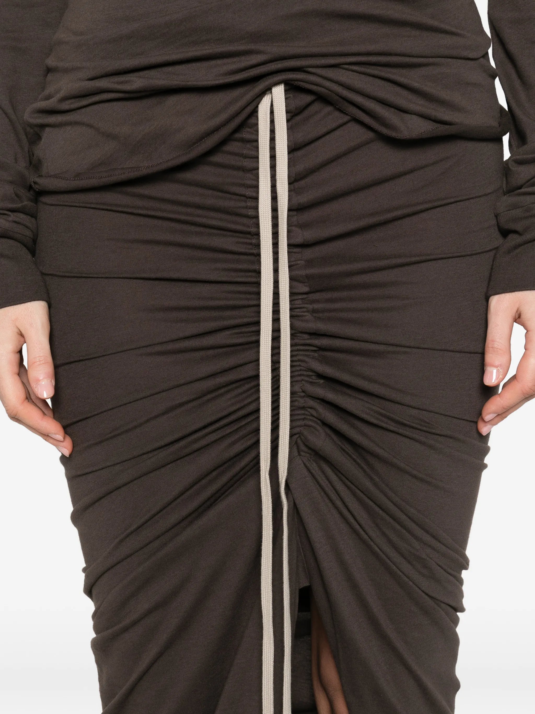 drawstring slit maxi skirt