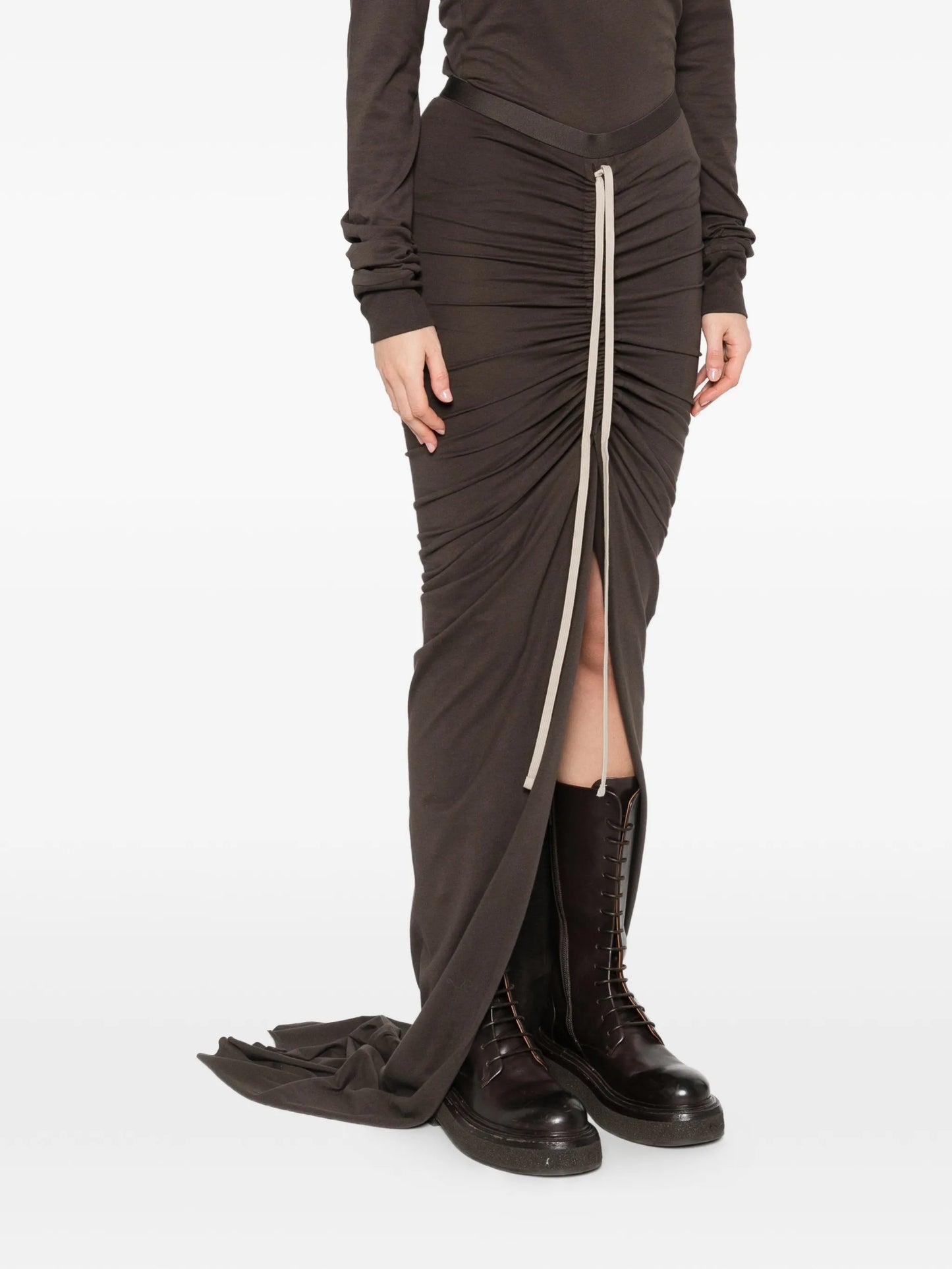 drawstring slit maxi skirt